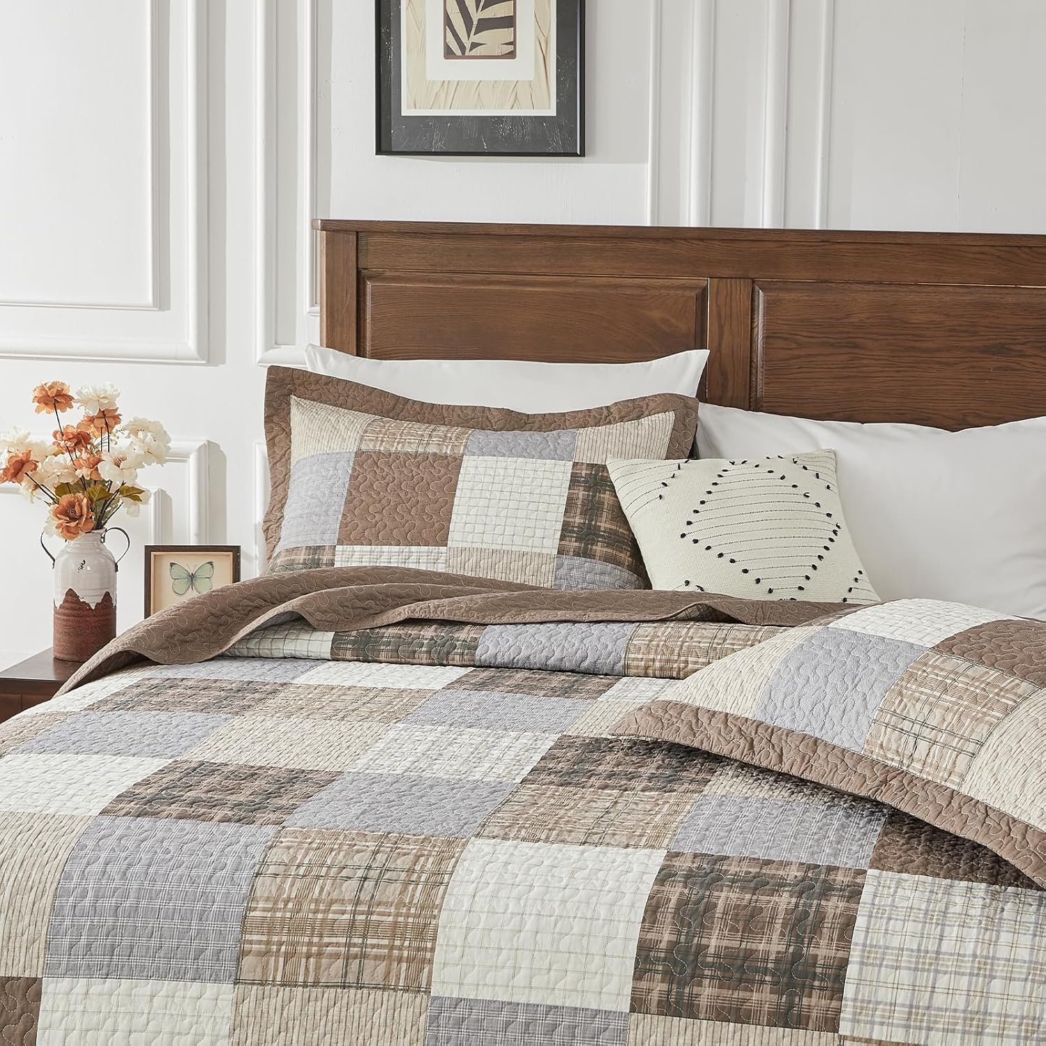 SahSahCasa 128x120 Cotton Oversized California King Bedspread Set