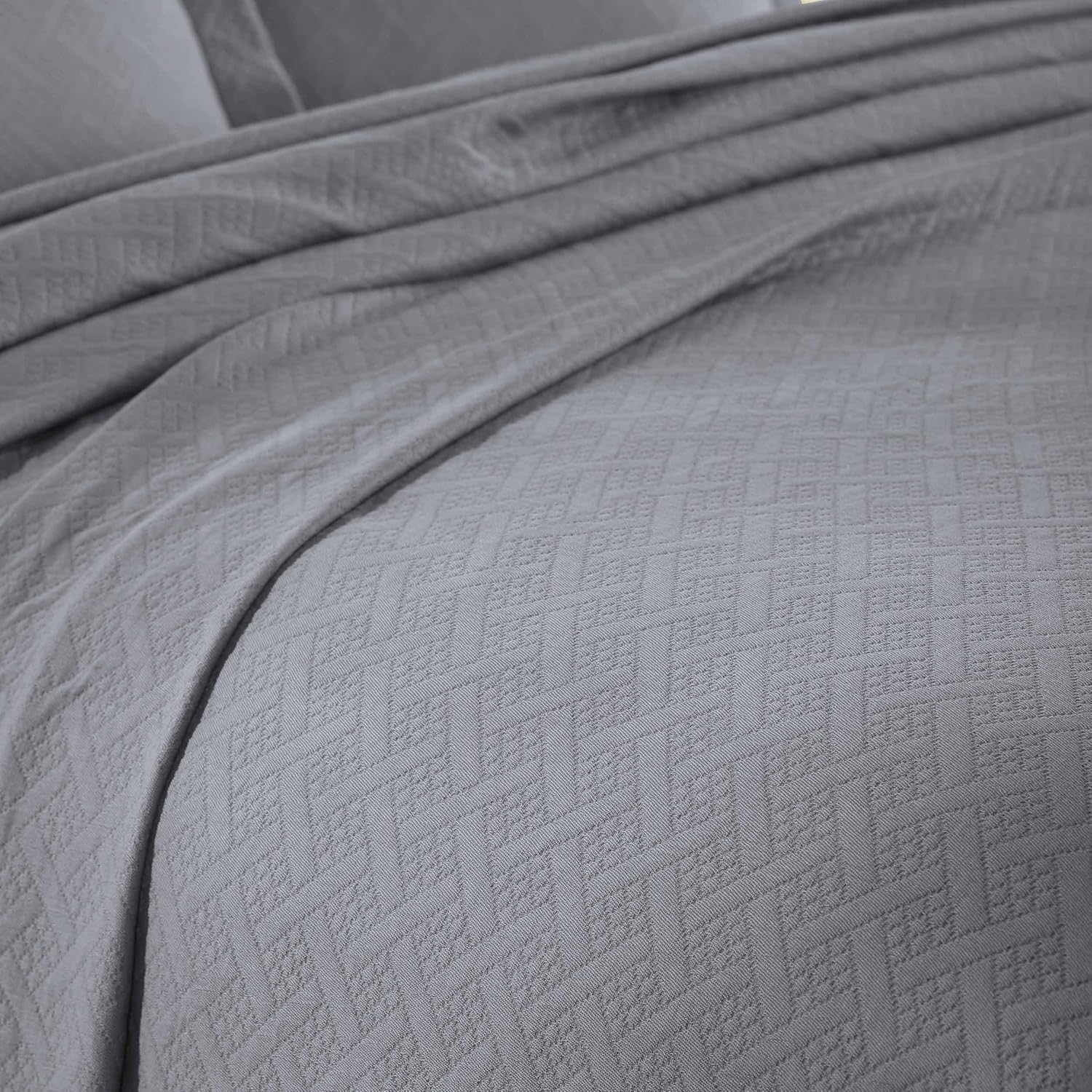 Superior 100 Cotton Basket Weave Bedspread Set Full Grey