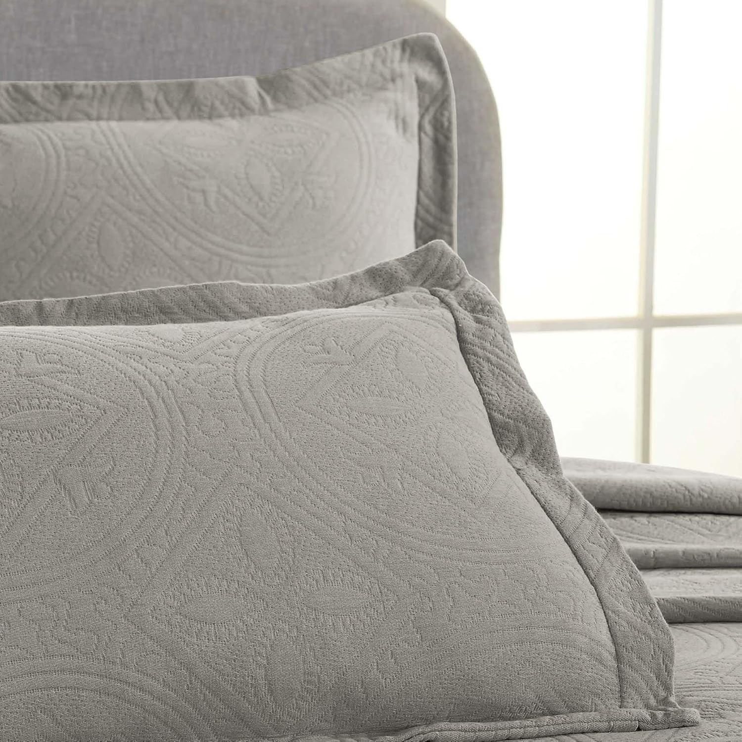 Superior 2 Piece Celtic Circles Cotton Bedspread Set - Twin Charcoal 1