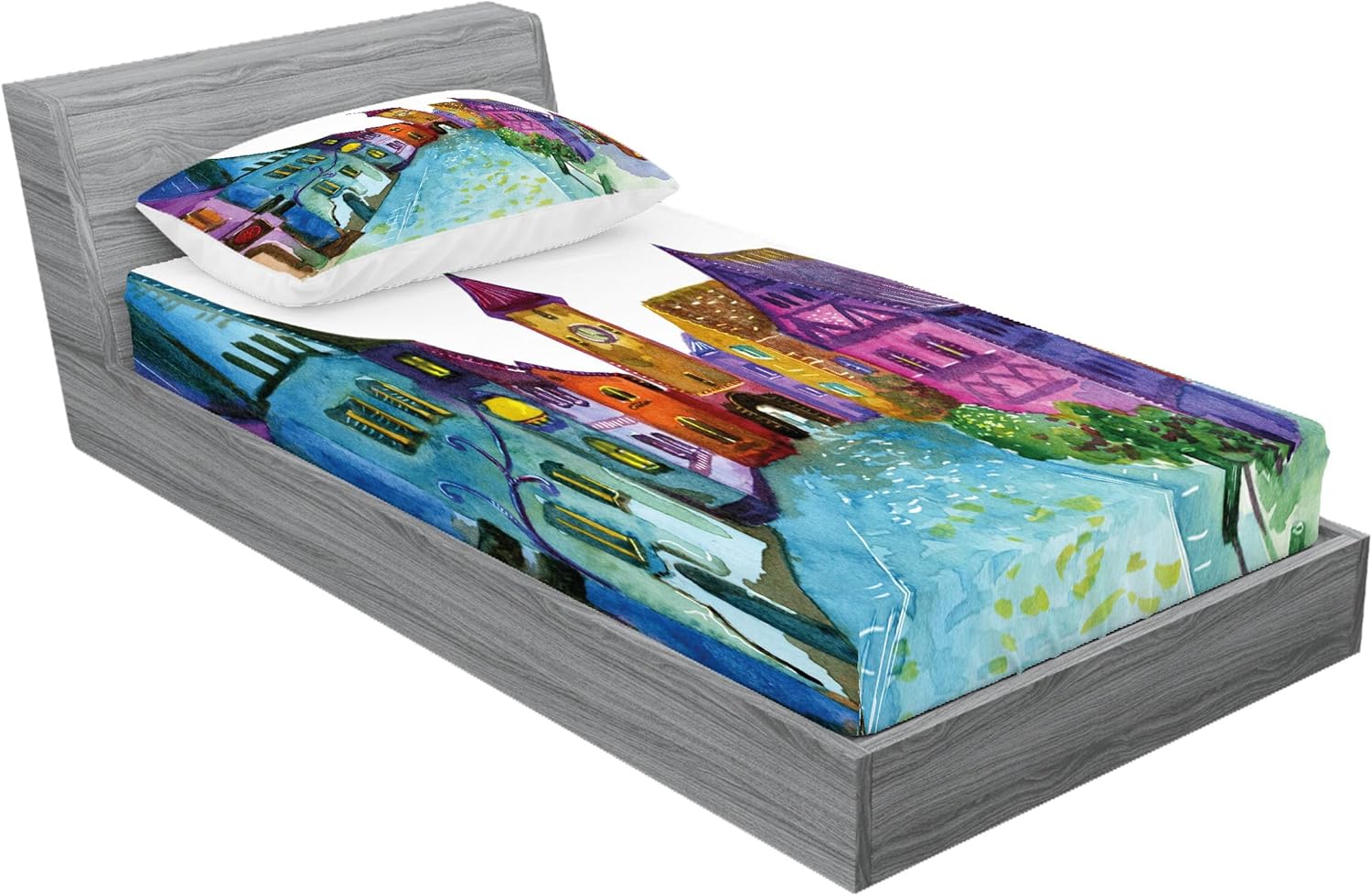 Ambesonne Cartoon Sheet Pillow Sham Set Twin Size