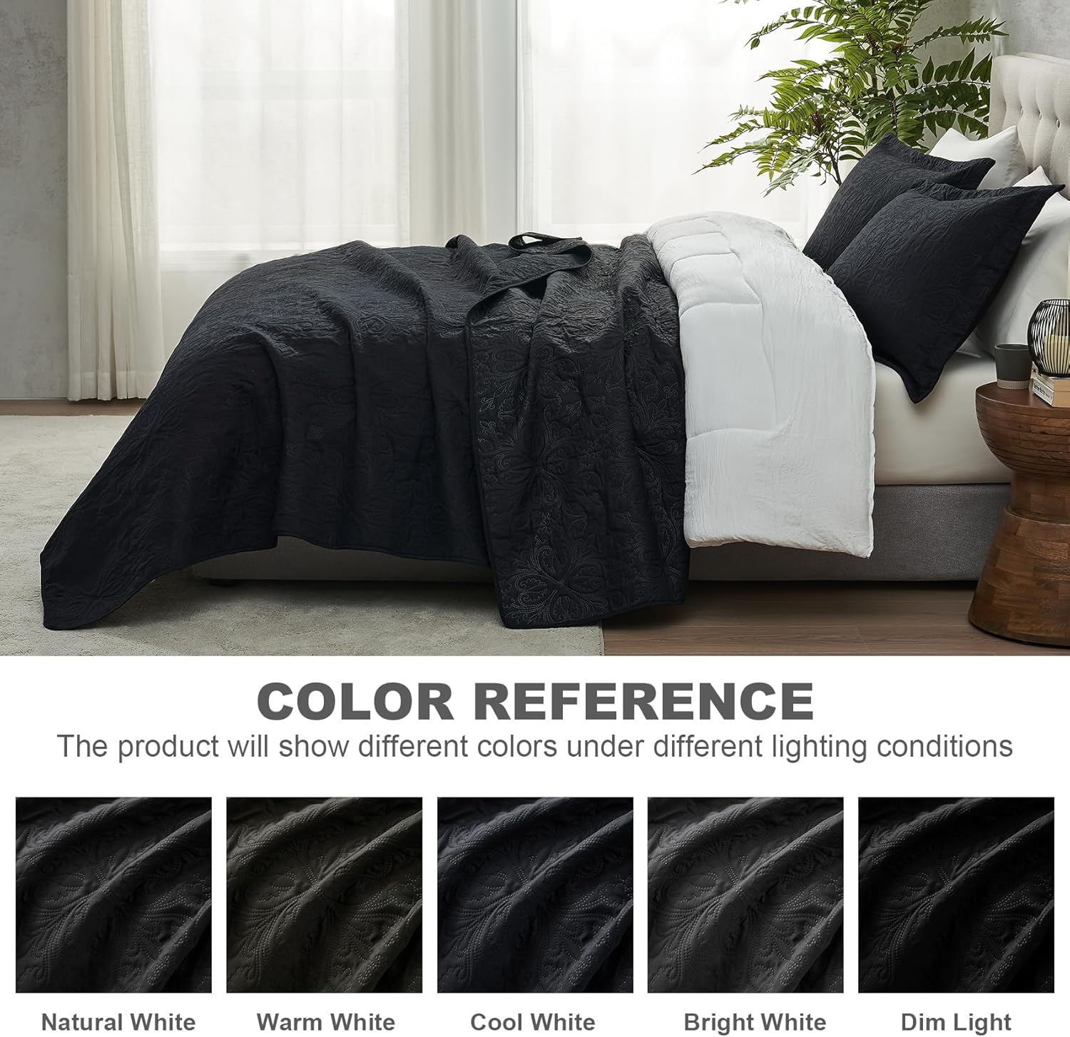 Hansleep Black Quilt King Size - Baroque Ultra Soft Bedspread Set