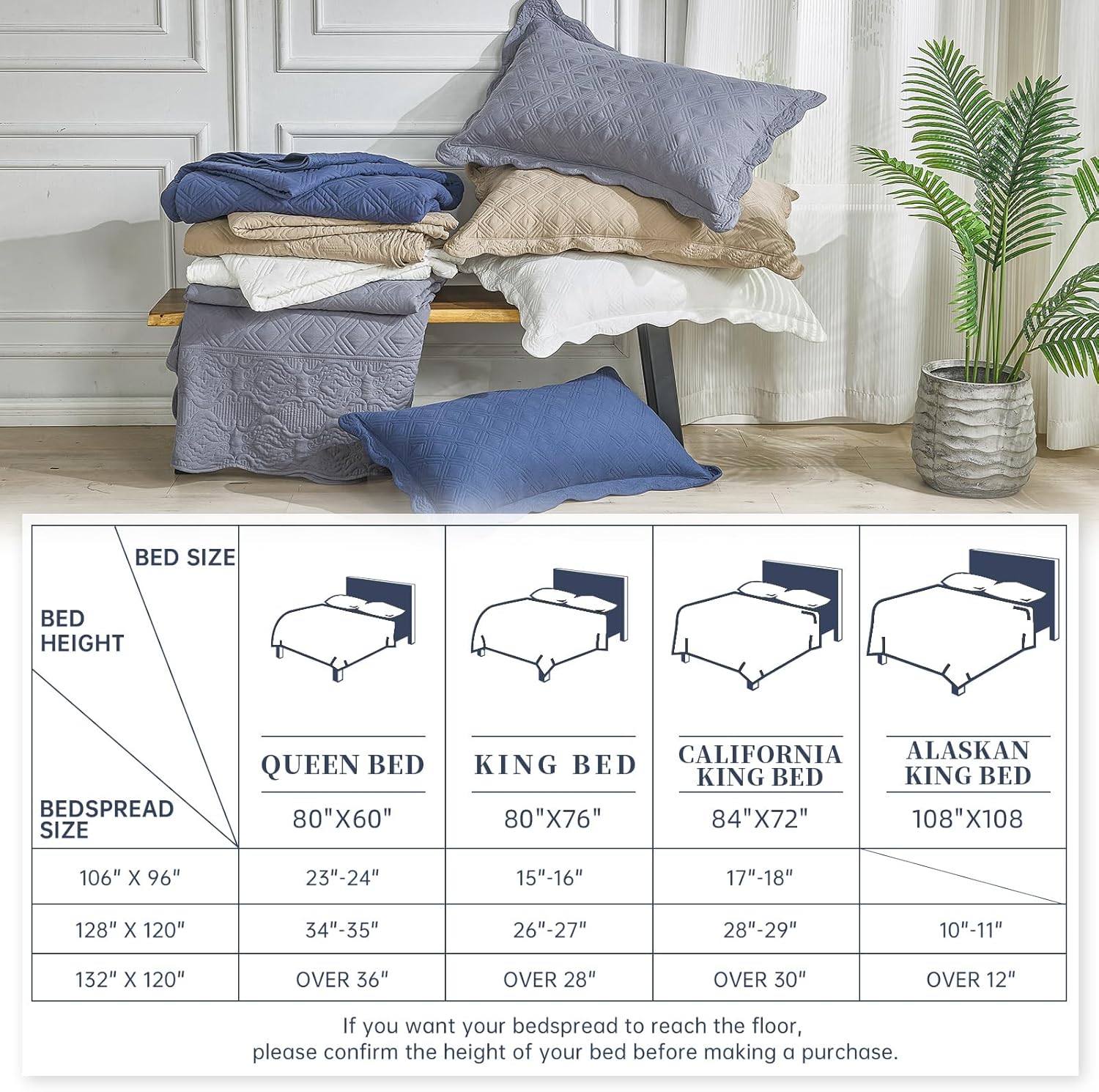 Suchbed California King Bedspread Set Grey 1
