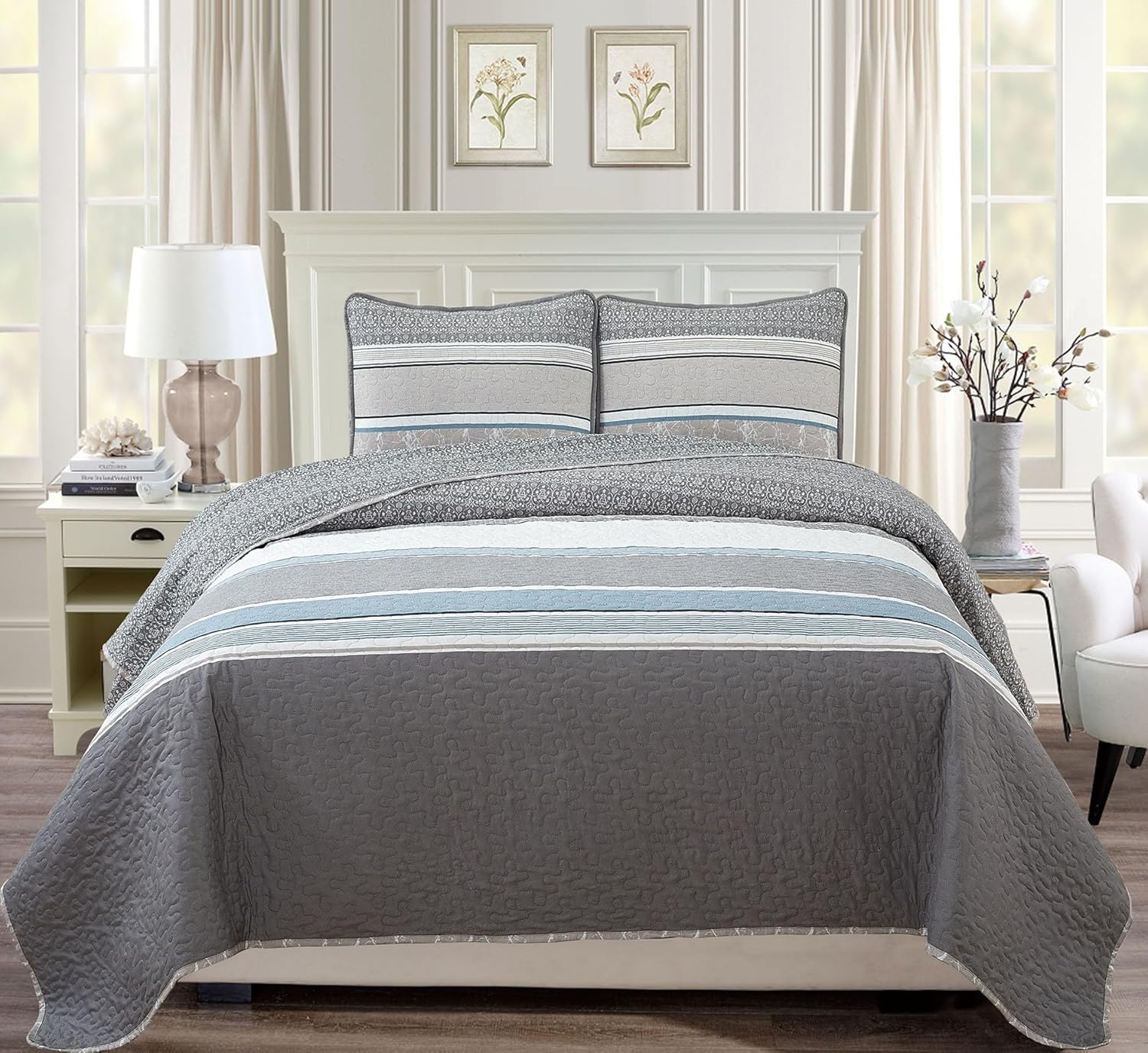 Grand Linen - 3-Piece King Size Reversible Quilt Set