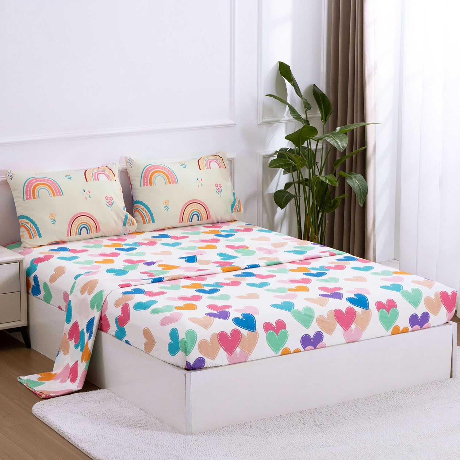 Btargot 5 Piece Rainbow Comforter Set for Kids