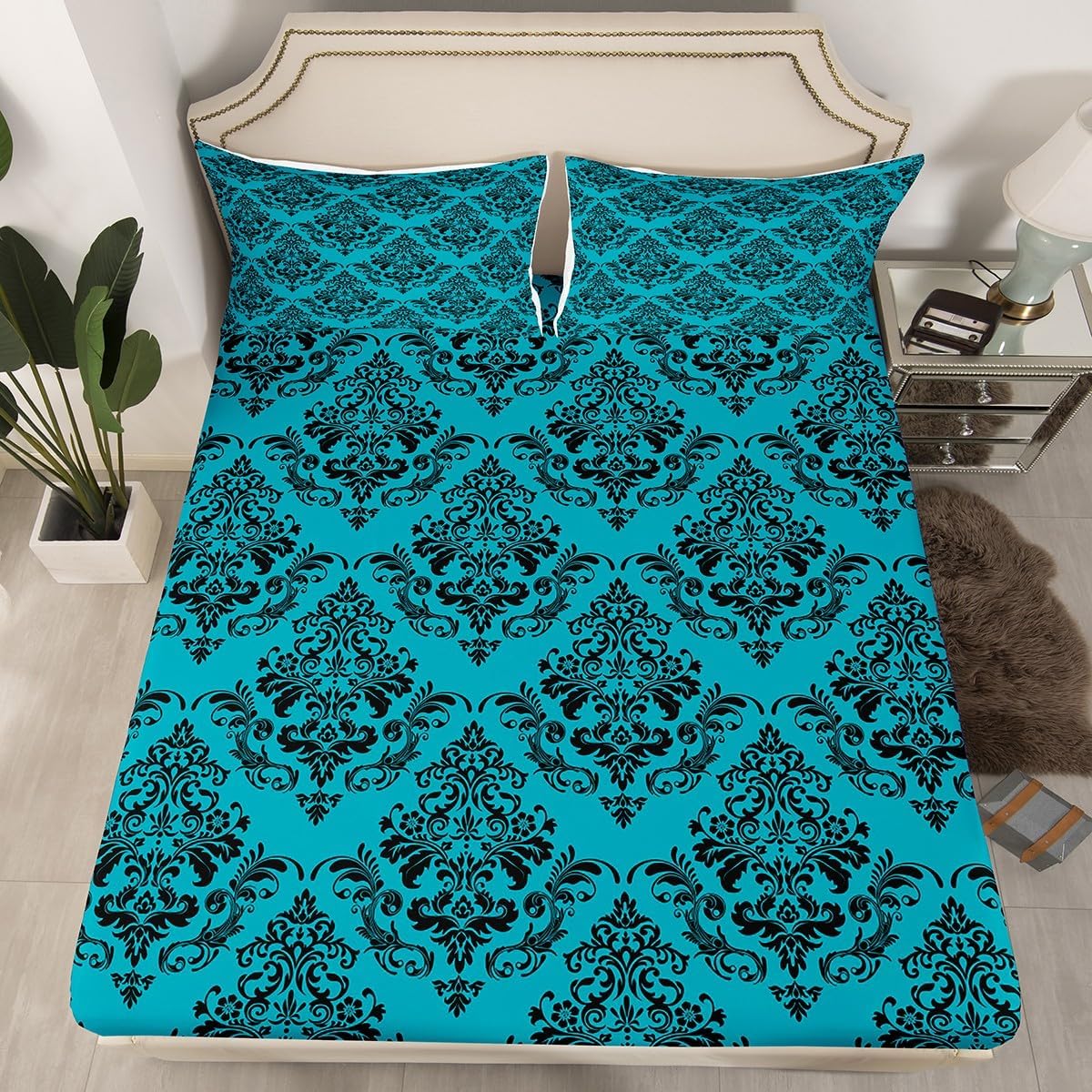 Gothic Bohemian Floral Twin Fitted Sheet Set