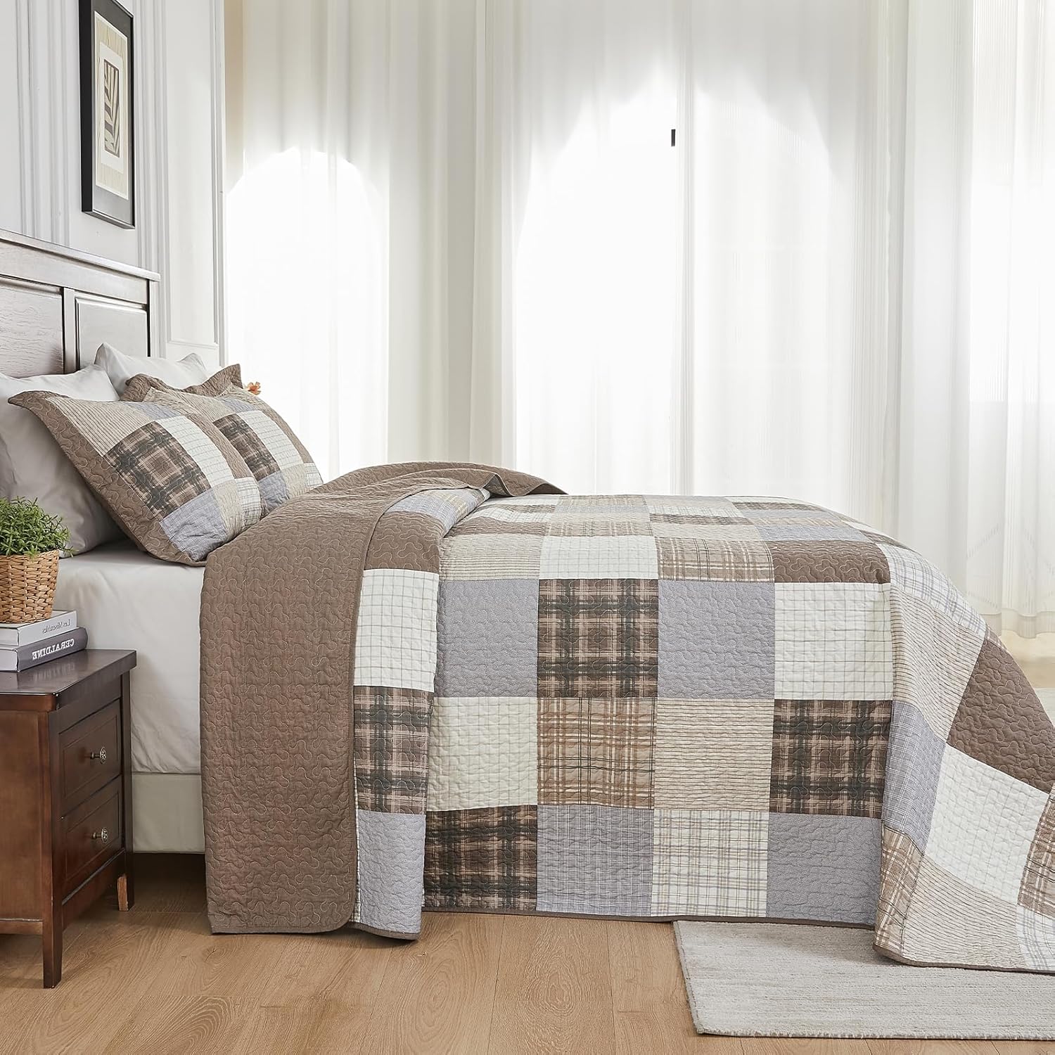 SahSahCasa 128x120 Cotton Oversized California King Bedspread Set