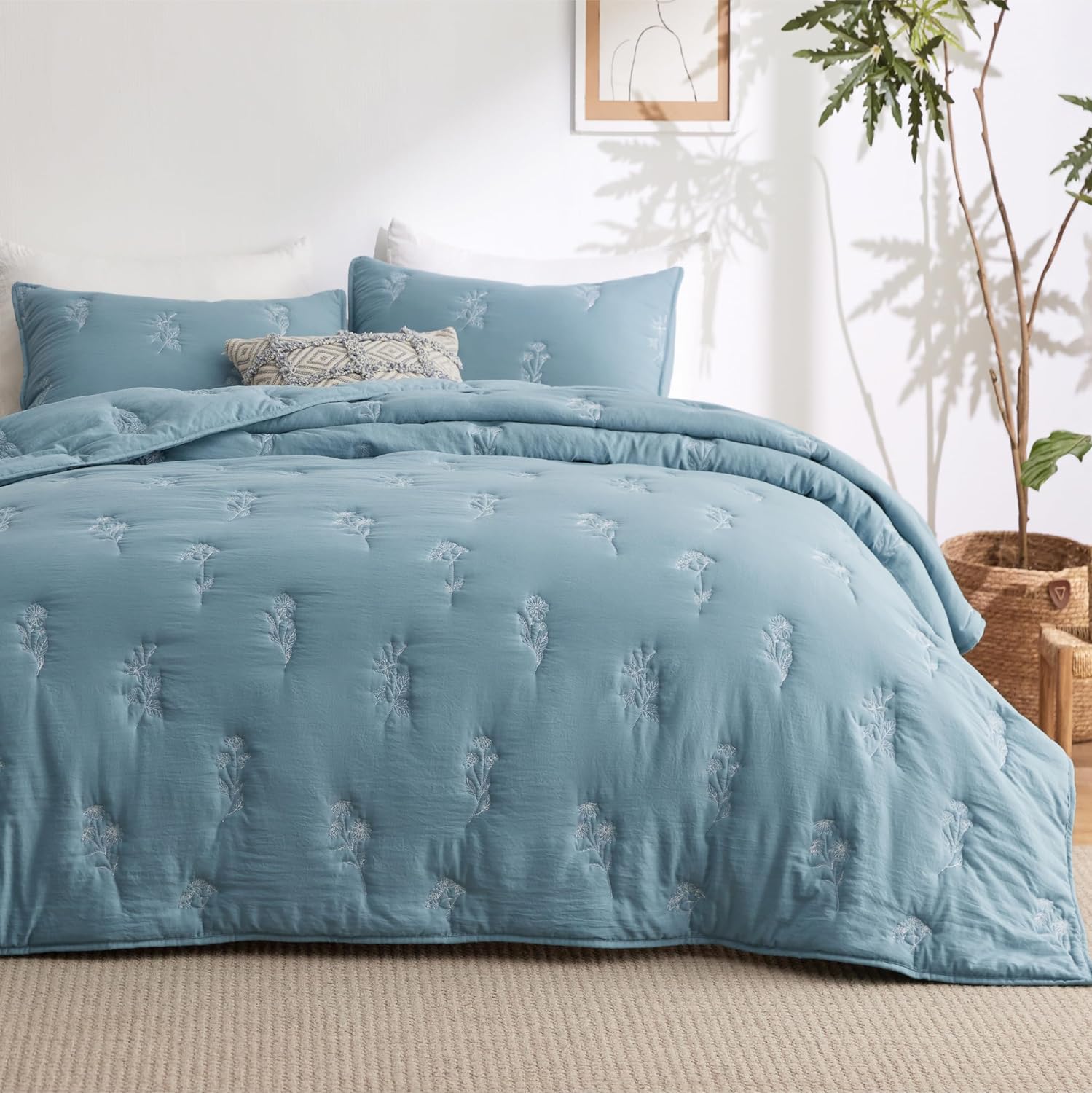 Bedsure Botanical Floral Quilt Set King Size