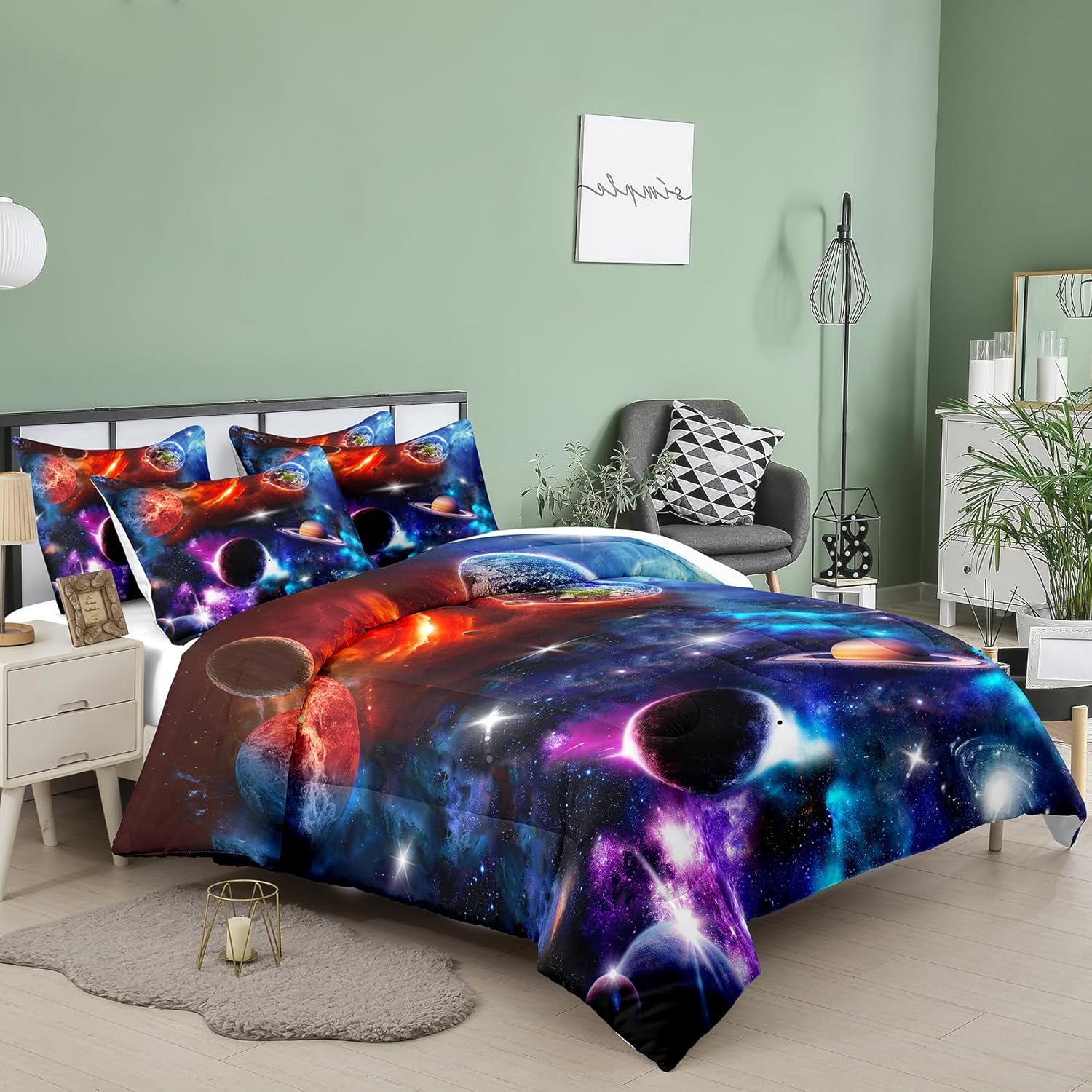 NINENINE Galaxy Comforter Set for Kids Full Size