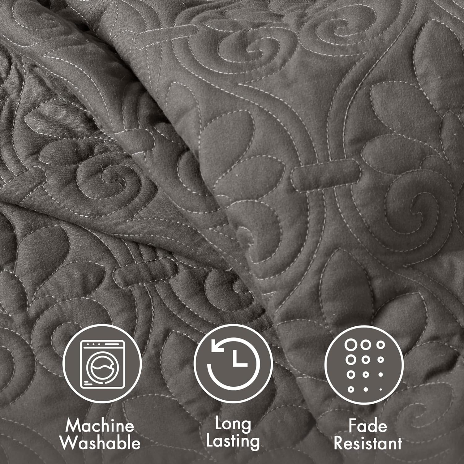 Madison Park Queen Bedspread Dark Grey
