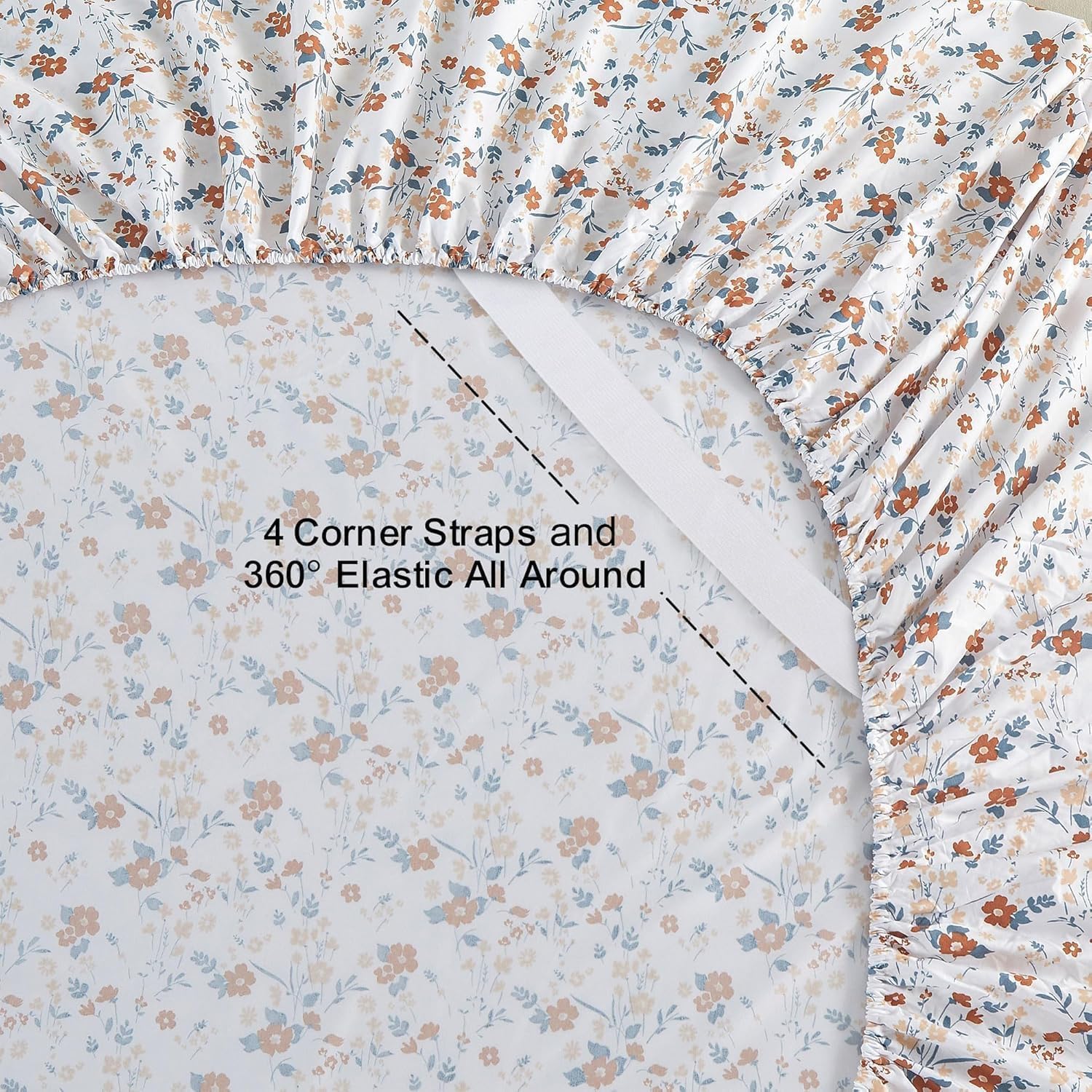 Softan Orange Floral Twin Sheet Set - 3 Piece