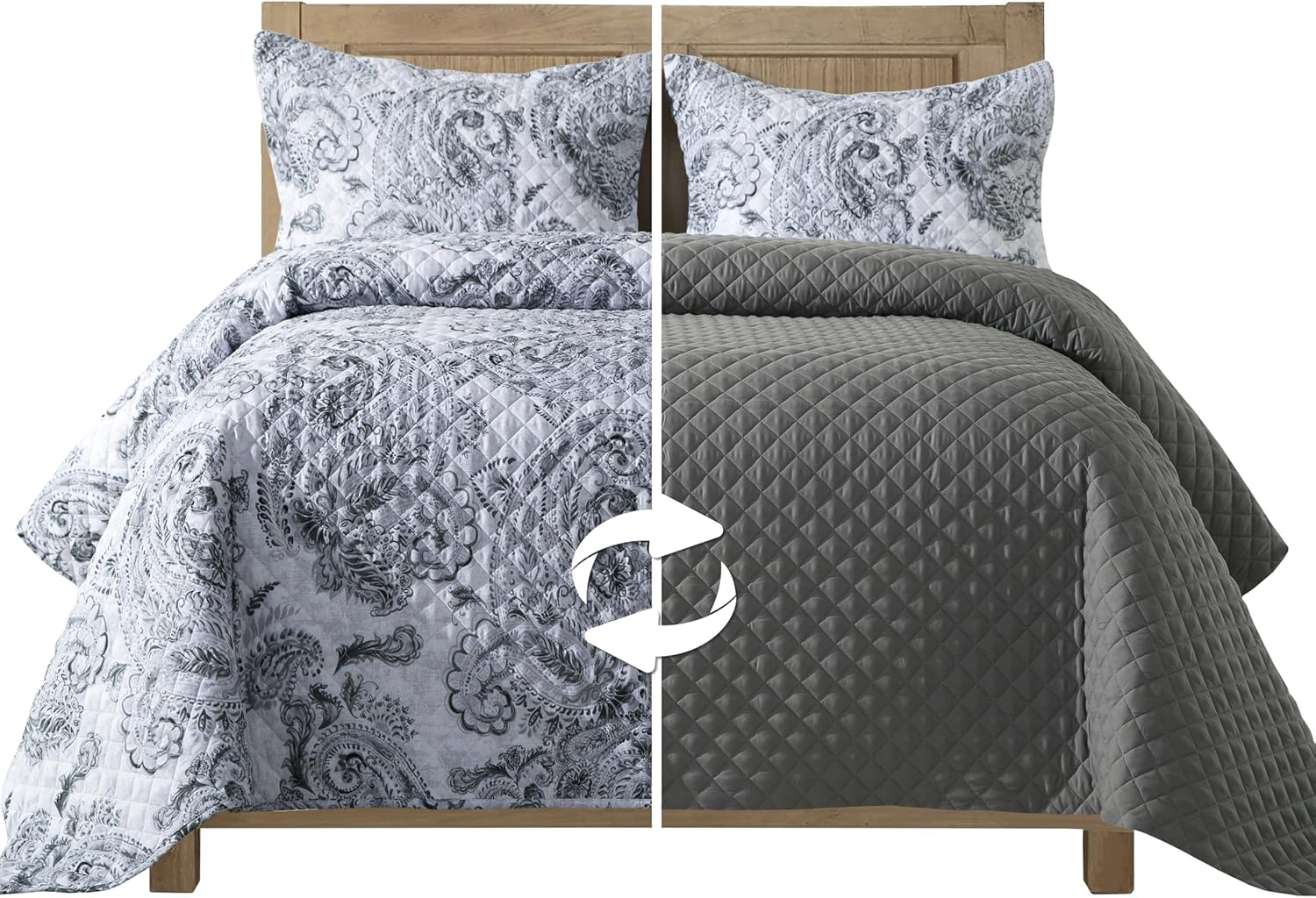 Elegant Comfort 3-Piece Reversible Floral Paisley Bedspread Set 1