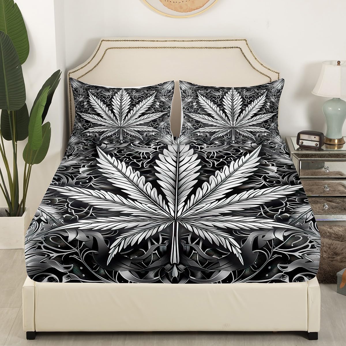Feelyou Kids Psychedelic Leaf Sheet Set 4Pcs King Size