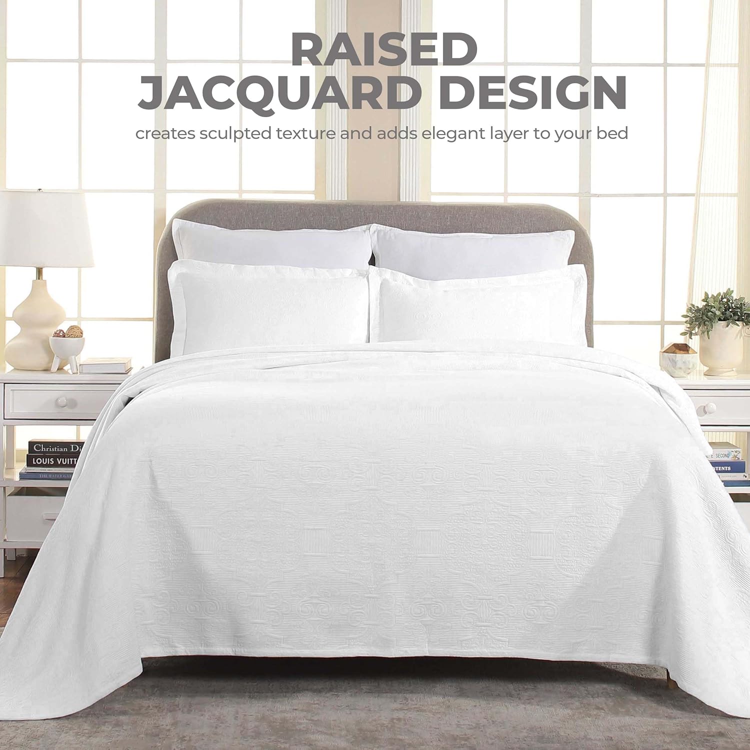 Superior Cotton Bedspread Set 3-Piece Full White
