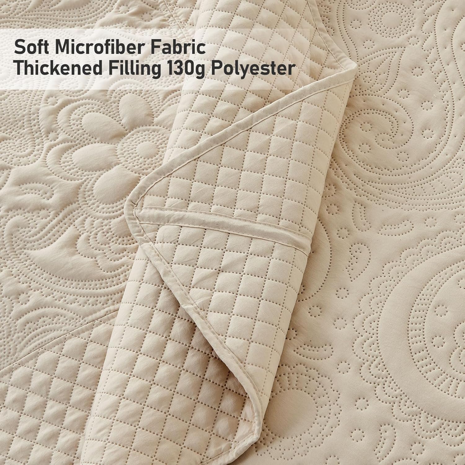 Qucover Alaska King Bedspread Set 3 Piece Paisley Microfiber