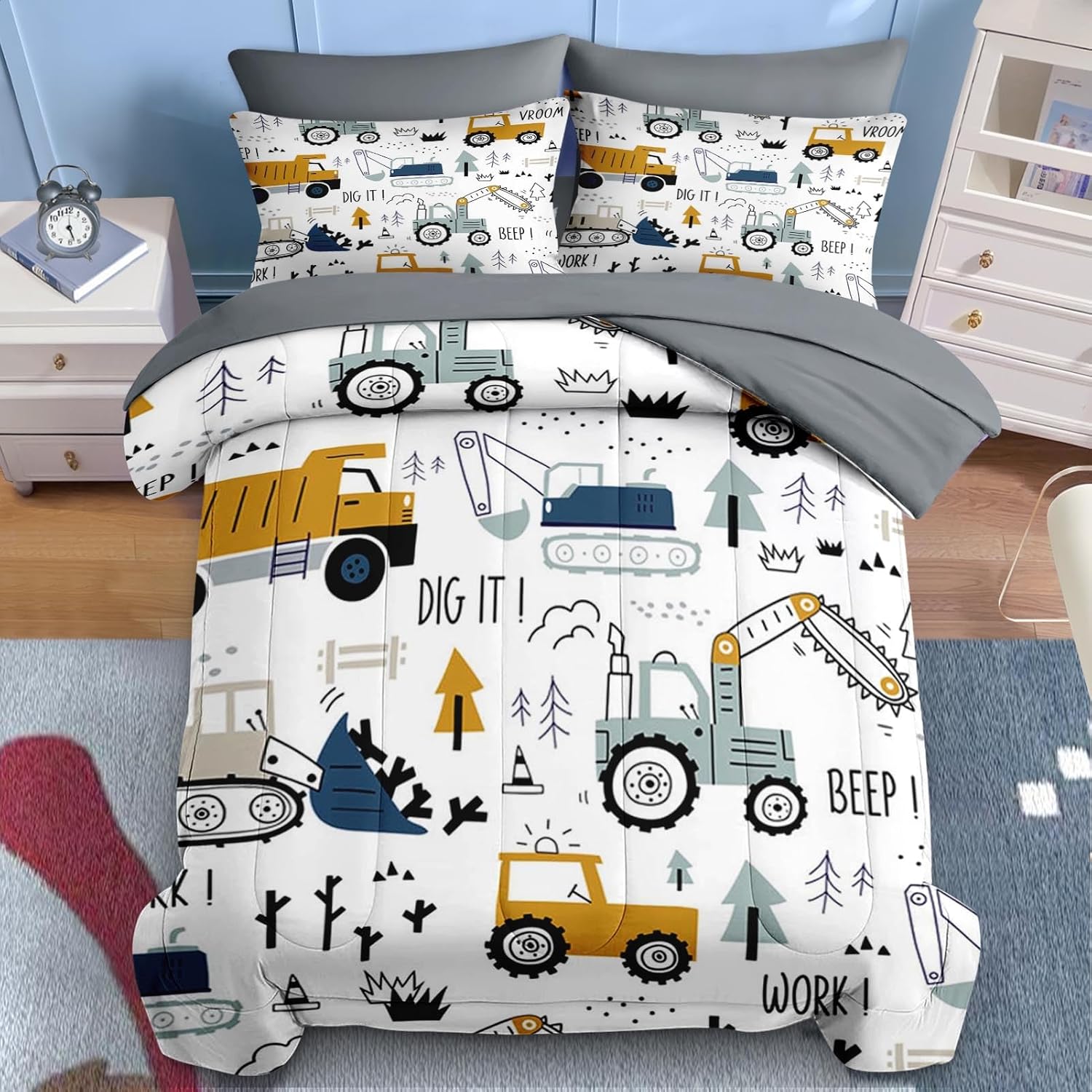Nesker Comforter Set Queen Size with Cargo Crane Design 1