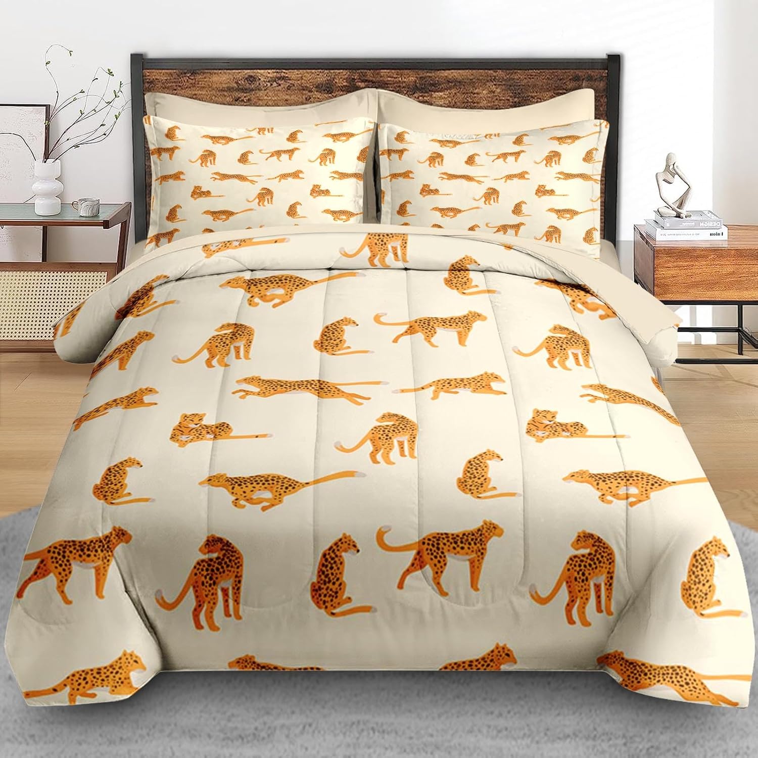 Pamnest Comforter Set Twin Size Cheetah Leopard