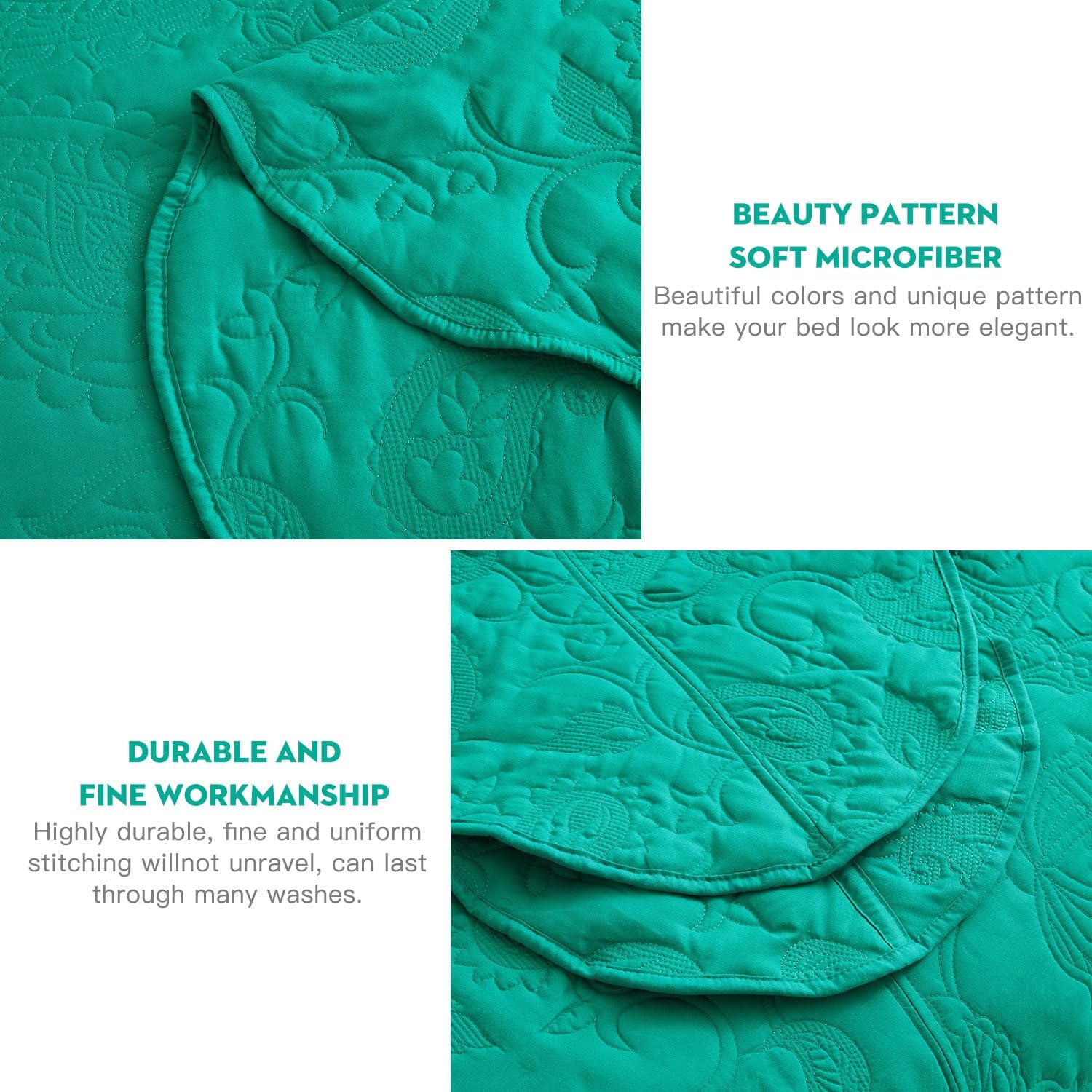 HZ HY Oversized King Bedspread Set - Teal Blue
