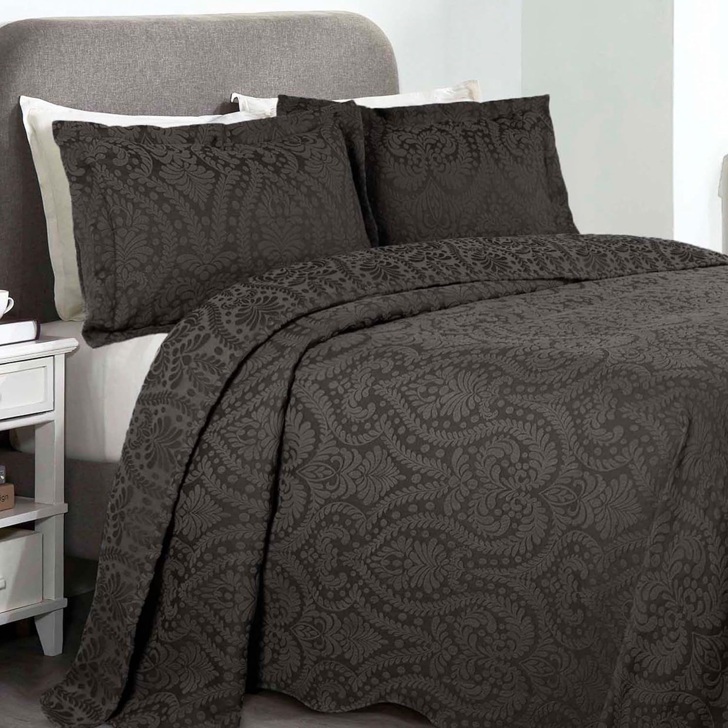 Superior Aspen Cotton Blend 2 Piece Bedspread Set Charcoal