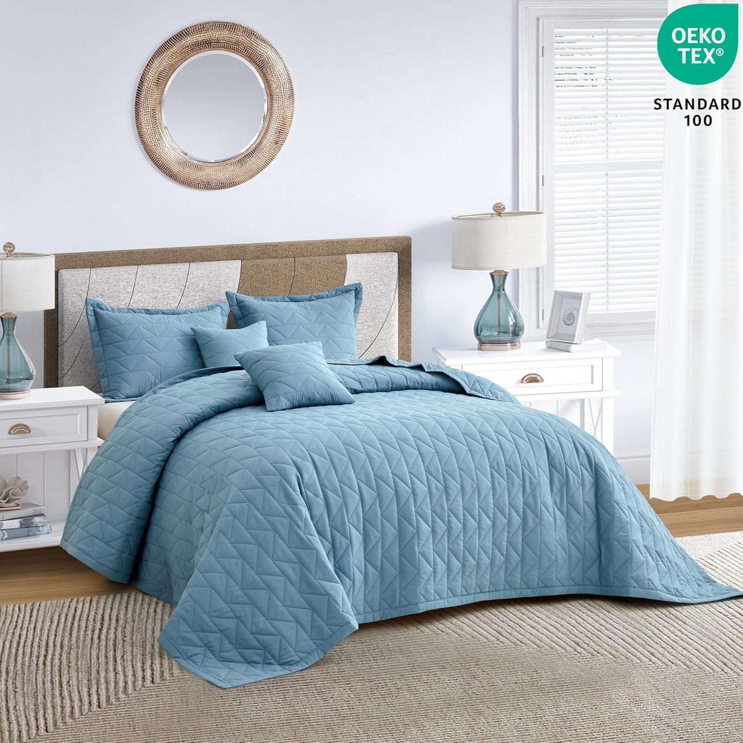 Blythease Oversized King Bedspread Set Ashley Blue 1