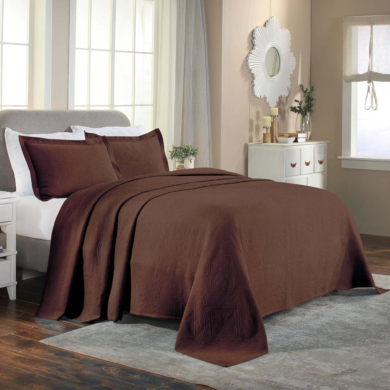 Superior 2 Piece Celtic Circle Bedspread Set Cappuccino
