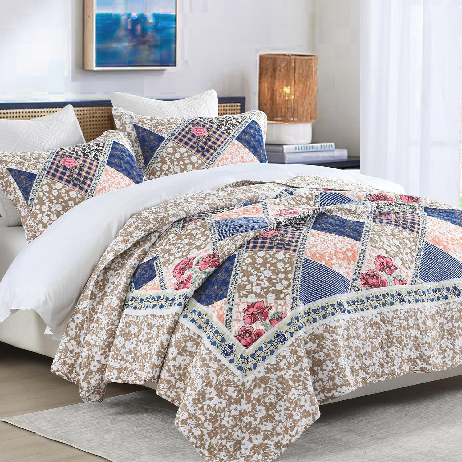 Finlonte Oversized Bedspread Set 3pc - 120x120 Inches
