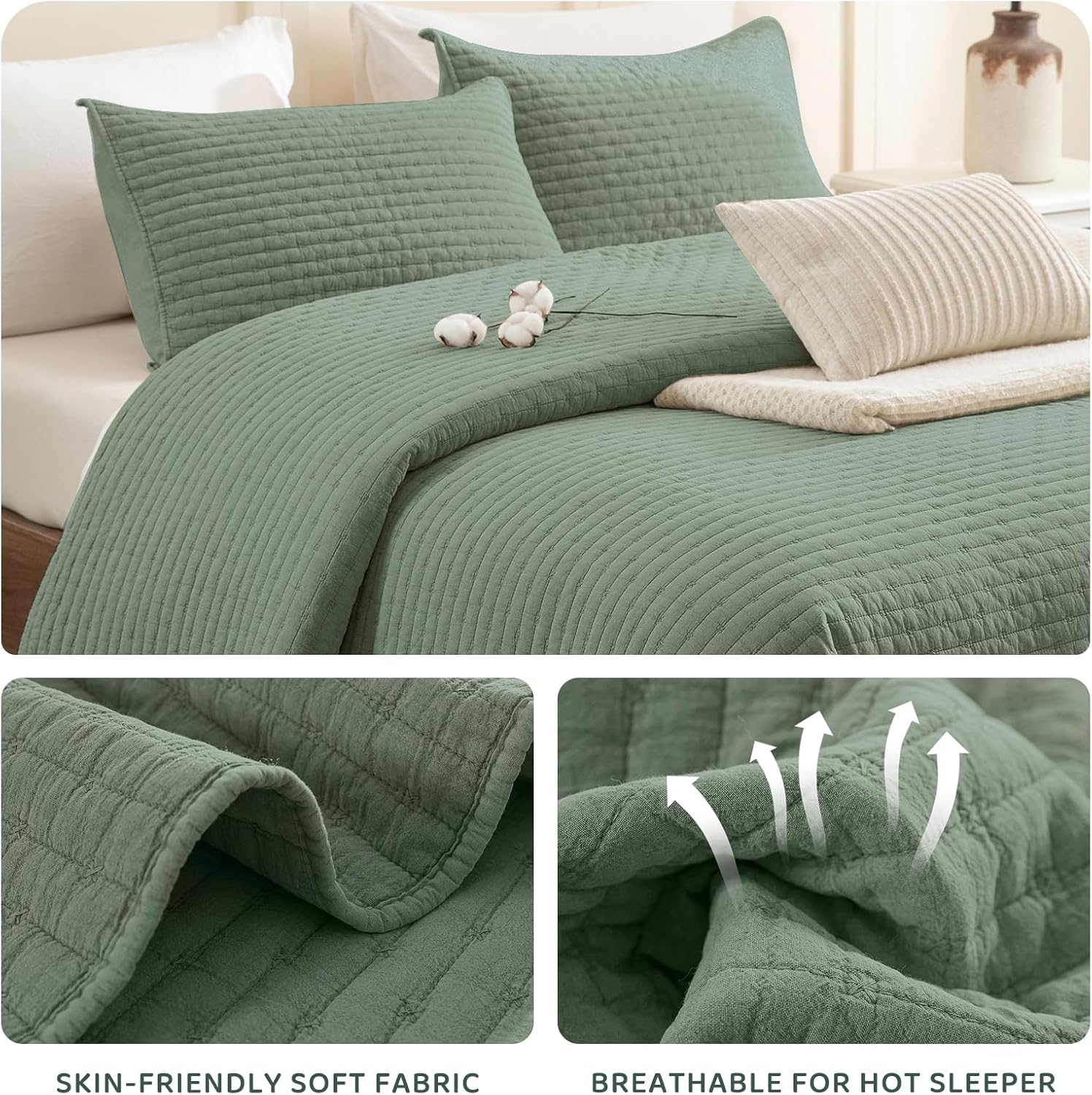 Sanracie 3PCS Extra Large King Quilt Set