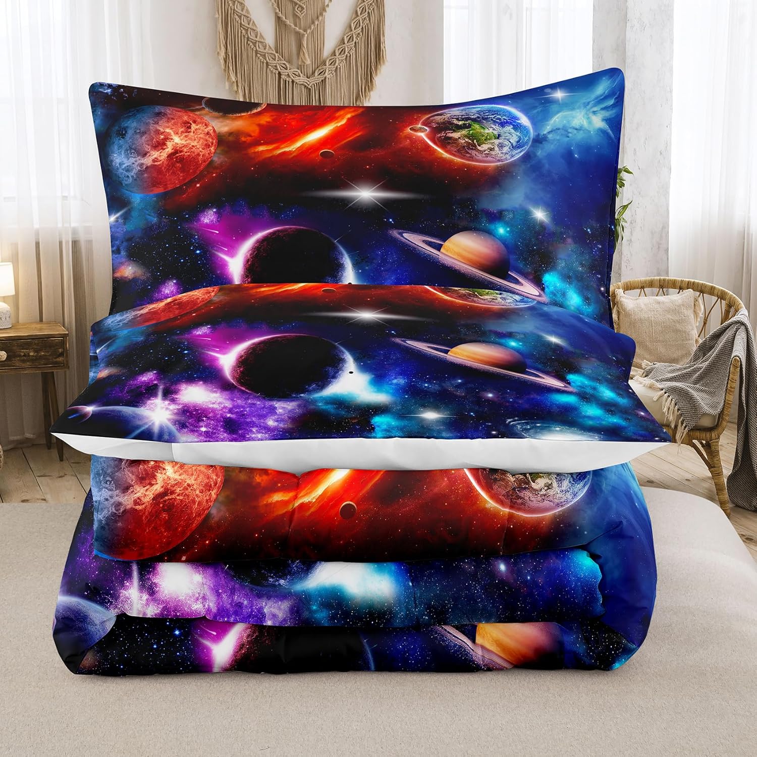 NINENINE Galaxy Comforter Set for Kids Full Size