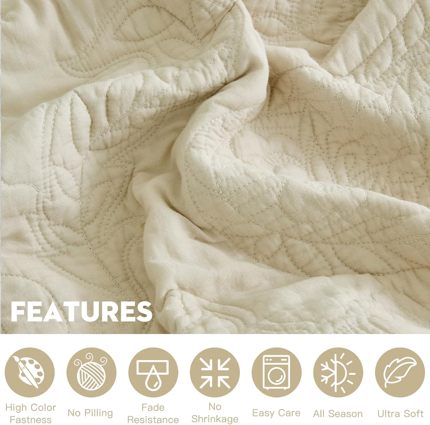 Blythease Oversized King Bedspread Set 138x122 Khaki Paisley Pattern