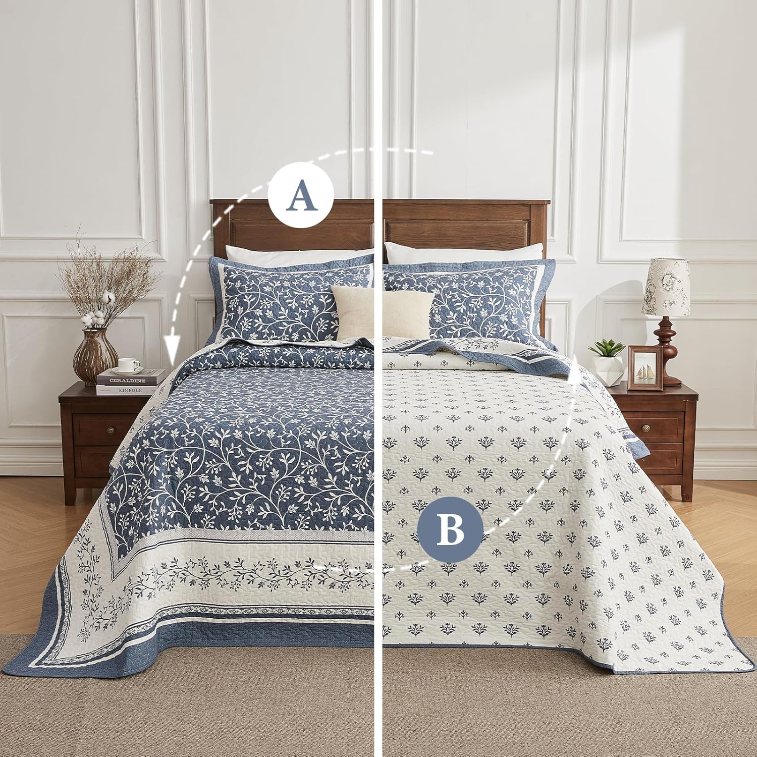 PANGUSHAN 102x120 Cotton Bedspread Set Reversible