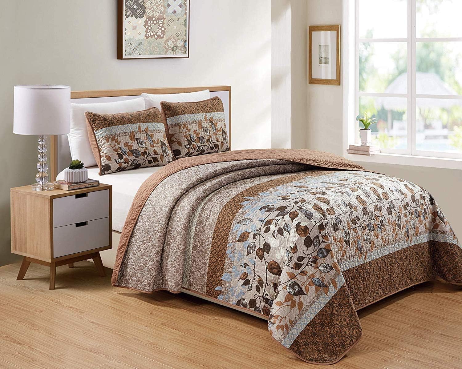 Luxury Home Quilted Reversible Coverlet Bedspread Set