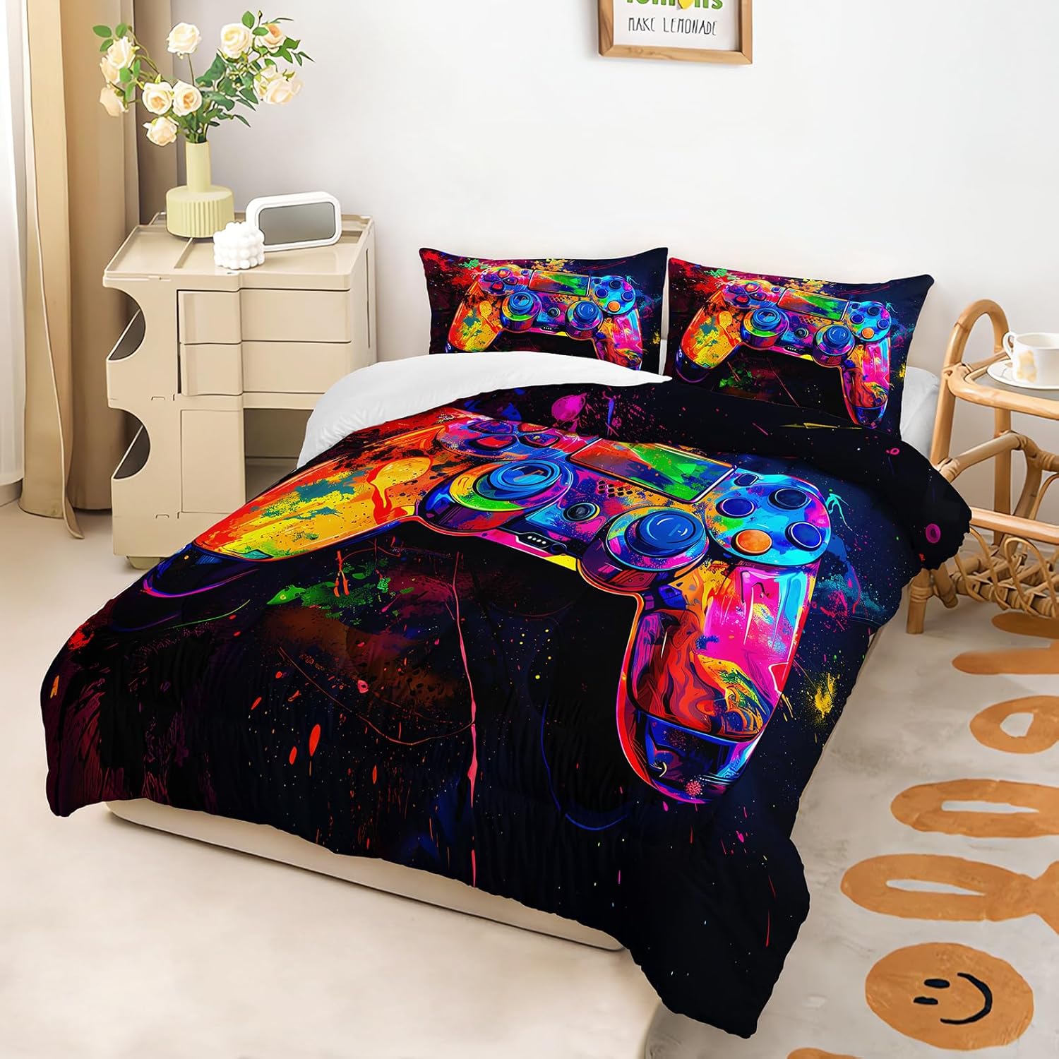 OUIXOTIC 3D Gaming Comforter Set for Boys Full Size