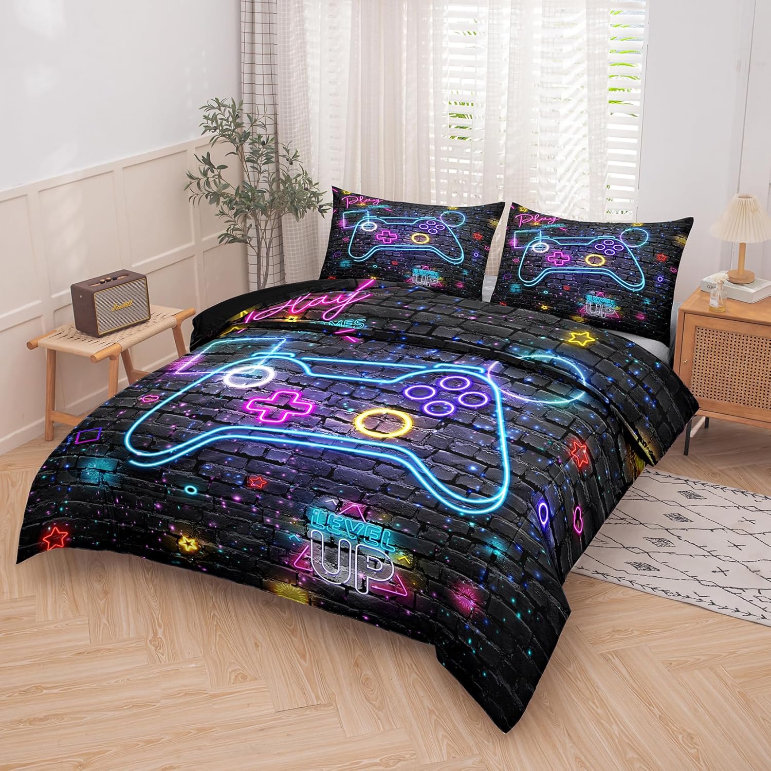 MWMWMW Gaming Comforter Set for Boys 5 pcs