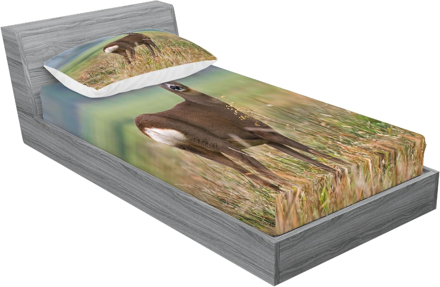 Ambesonne Roe Deer Sheet Pillow Sham Set Multicolor