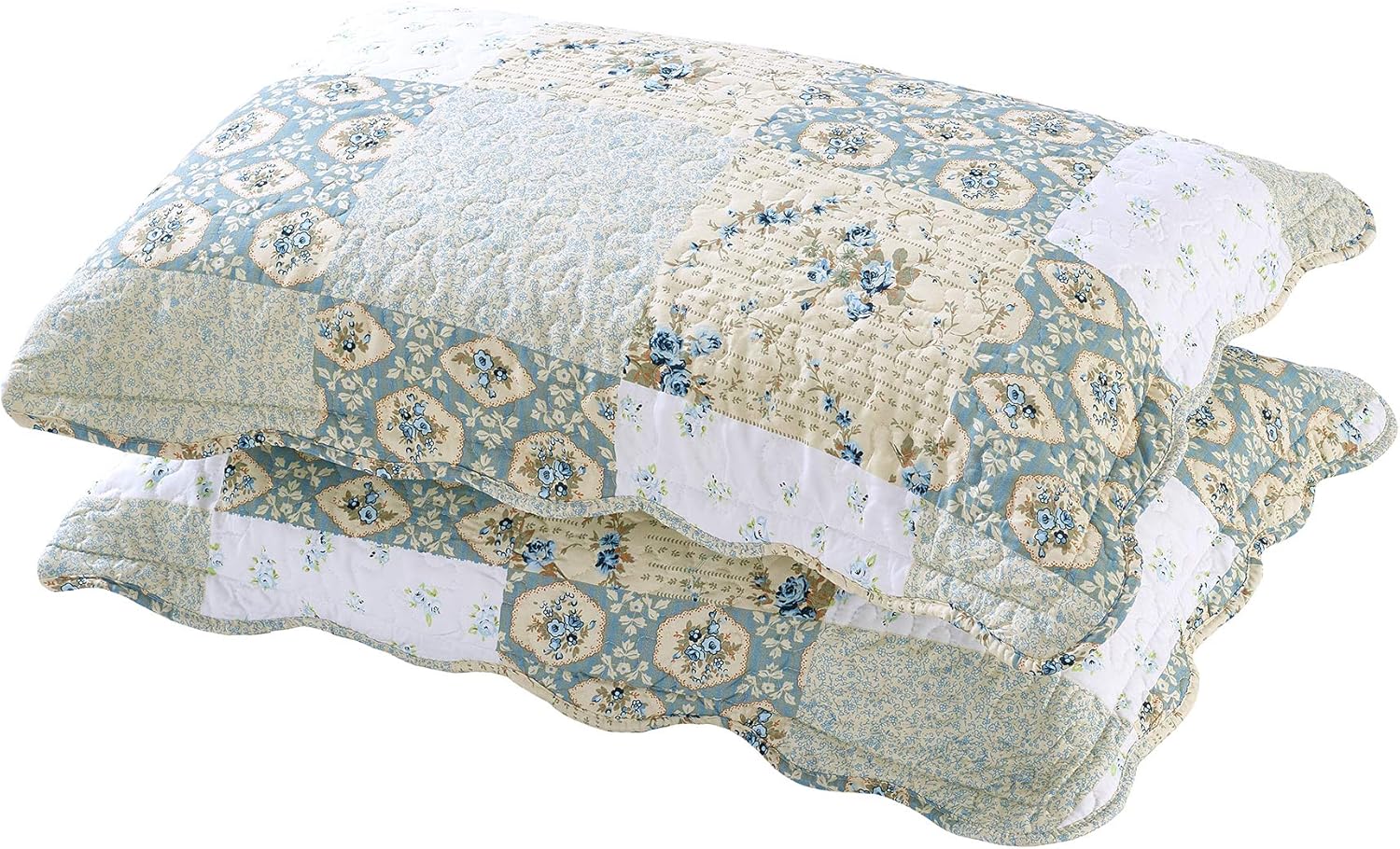 All American Collection Reversible 3pc Floral Patchwork Bedspread Set 1