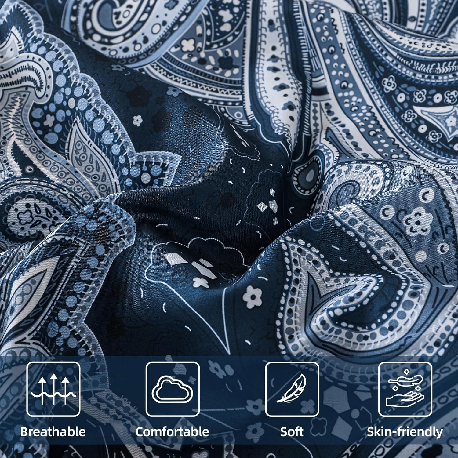 DJY Navy Paisley Comforter Set California King 7 Piece