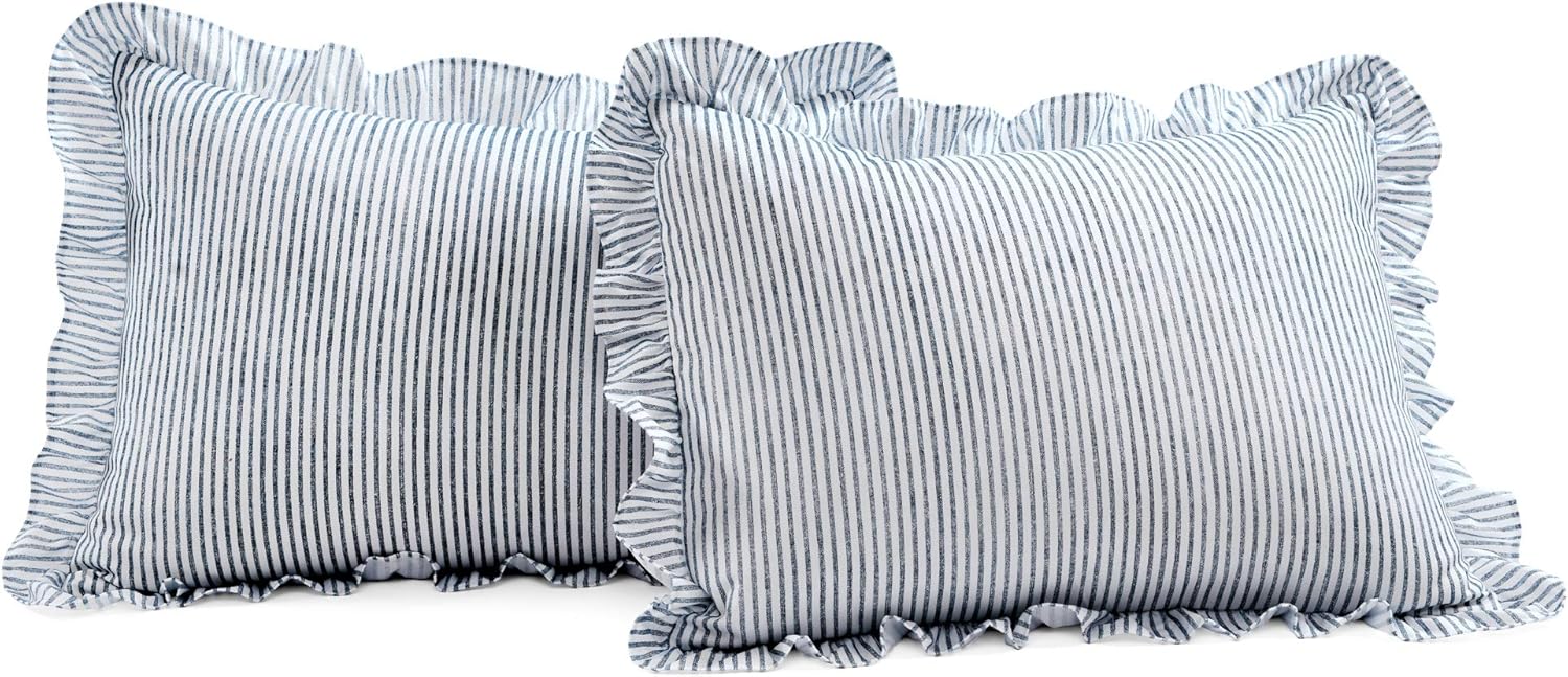 Lush Decor Ticking Stripe Bedspread 3 Piece Set King Navy