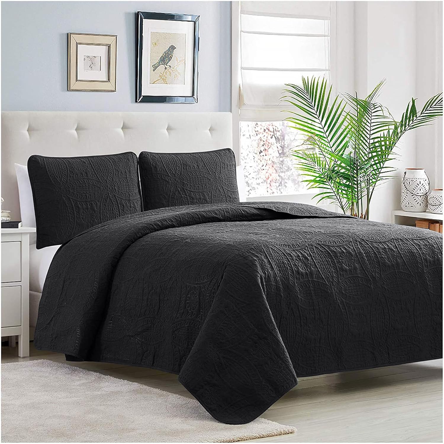 Mellanni Twin Bedspread Coverlet Set - Black