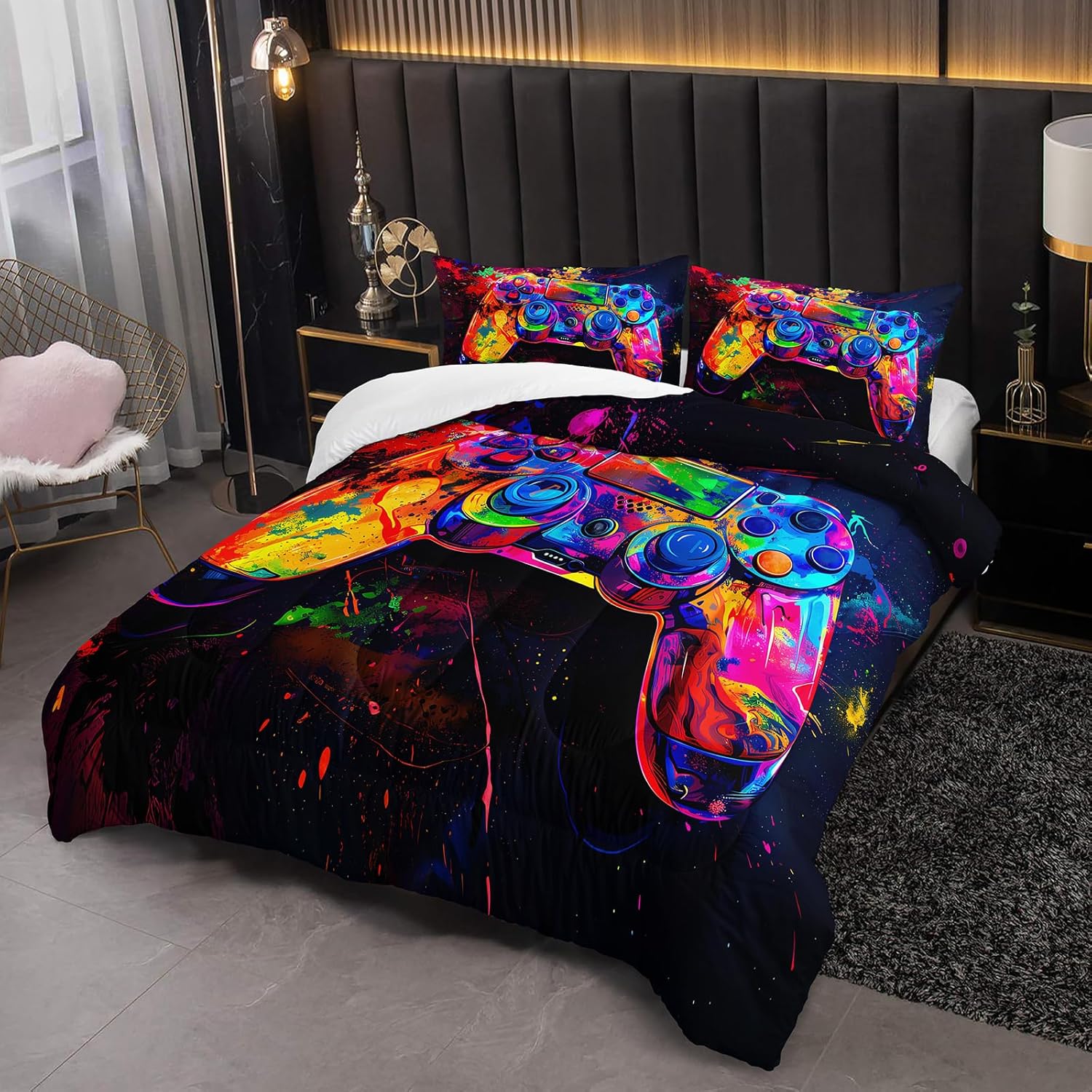 OUIXOTIC 3D Gaming Comforter Set for Boys Full Size