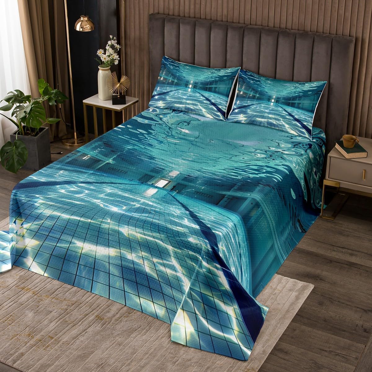 Erosebridal Swimming Pool Queen Bedspread Set