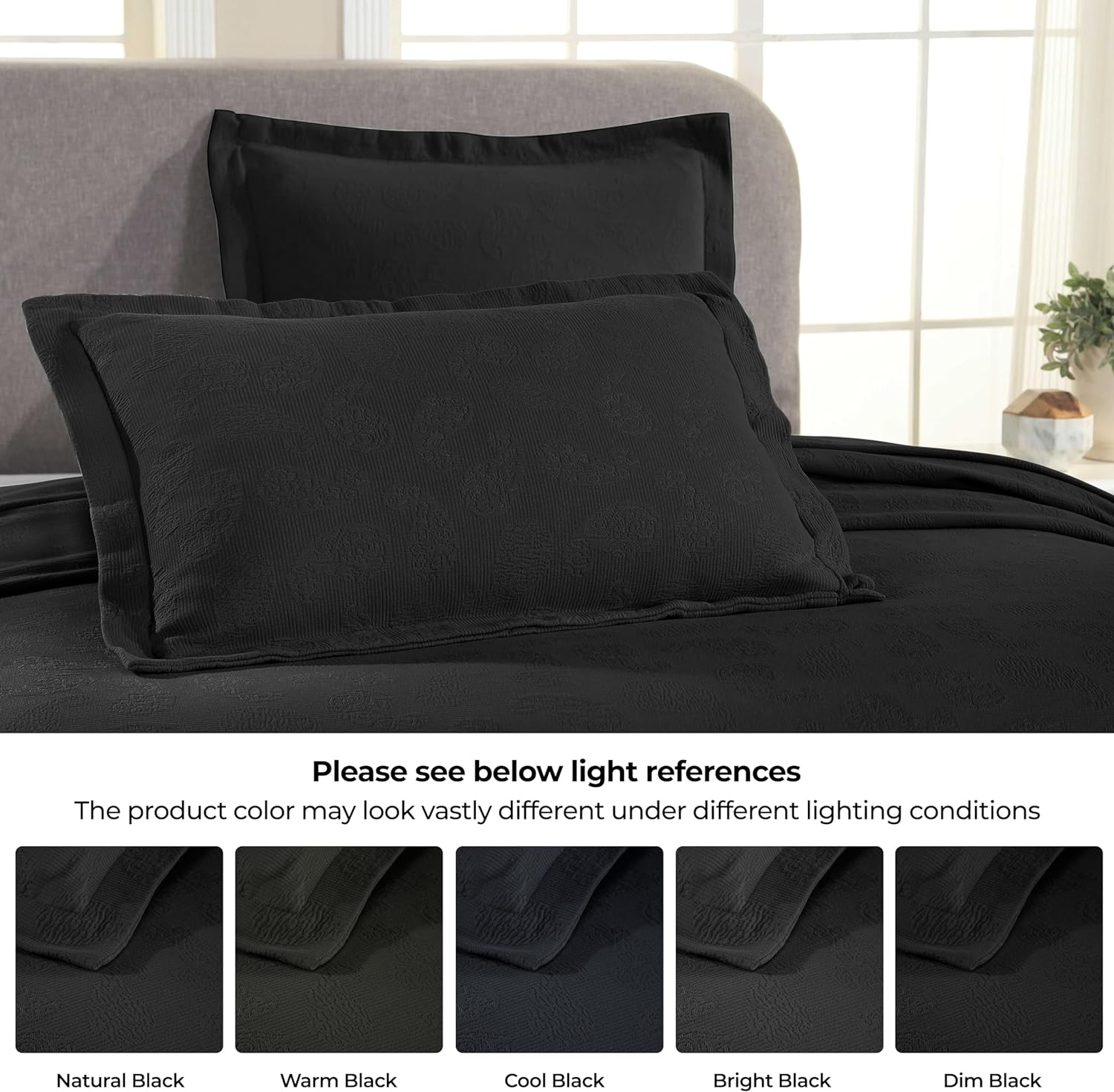 Superior Paisley 3 Piece Cotton Bedspread Set Black