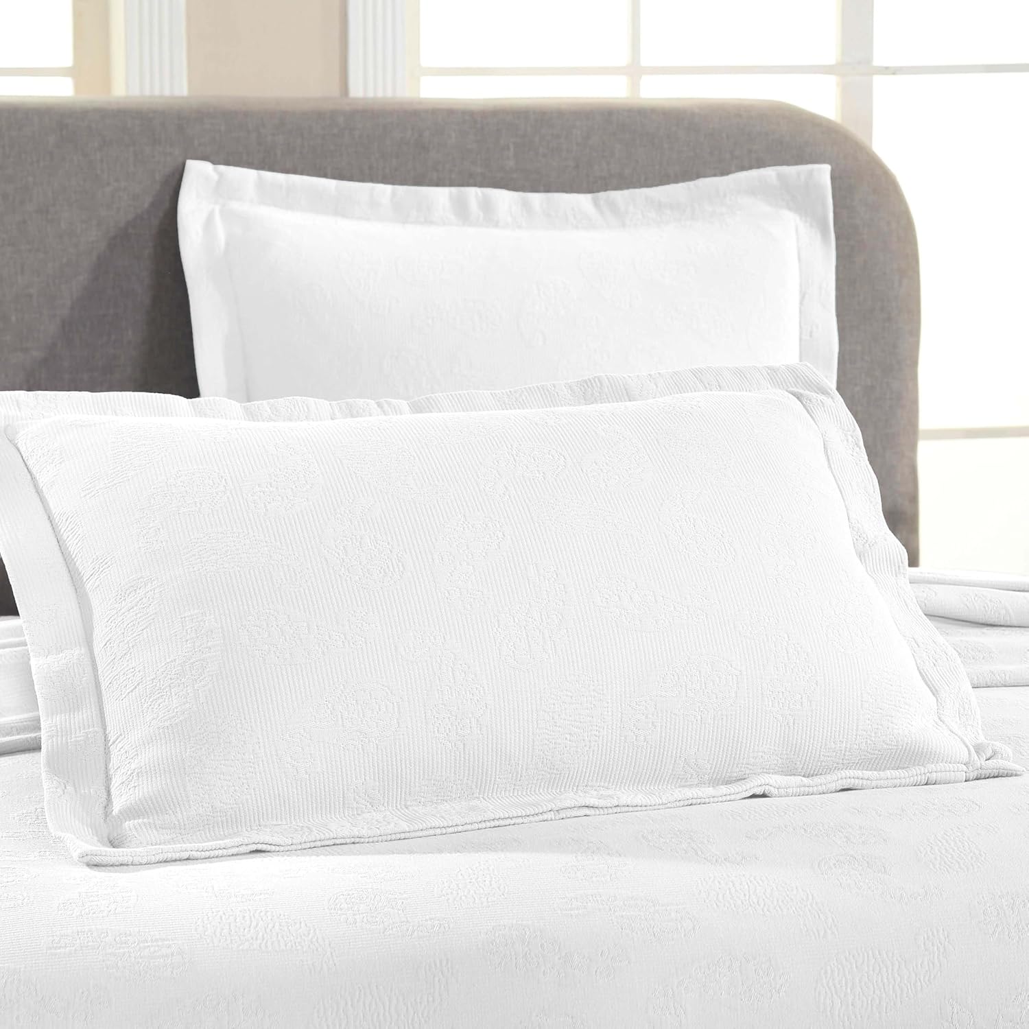 Superior Paisley 3 Piece Cotton Bedspread Set Twin White