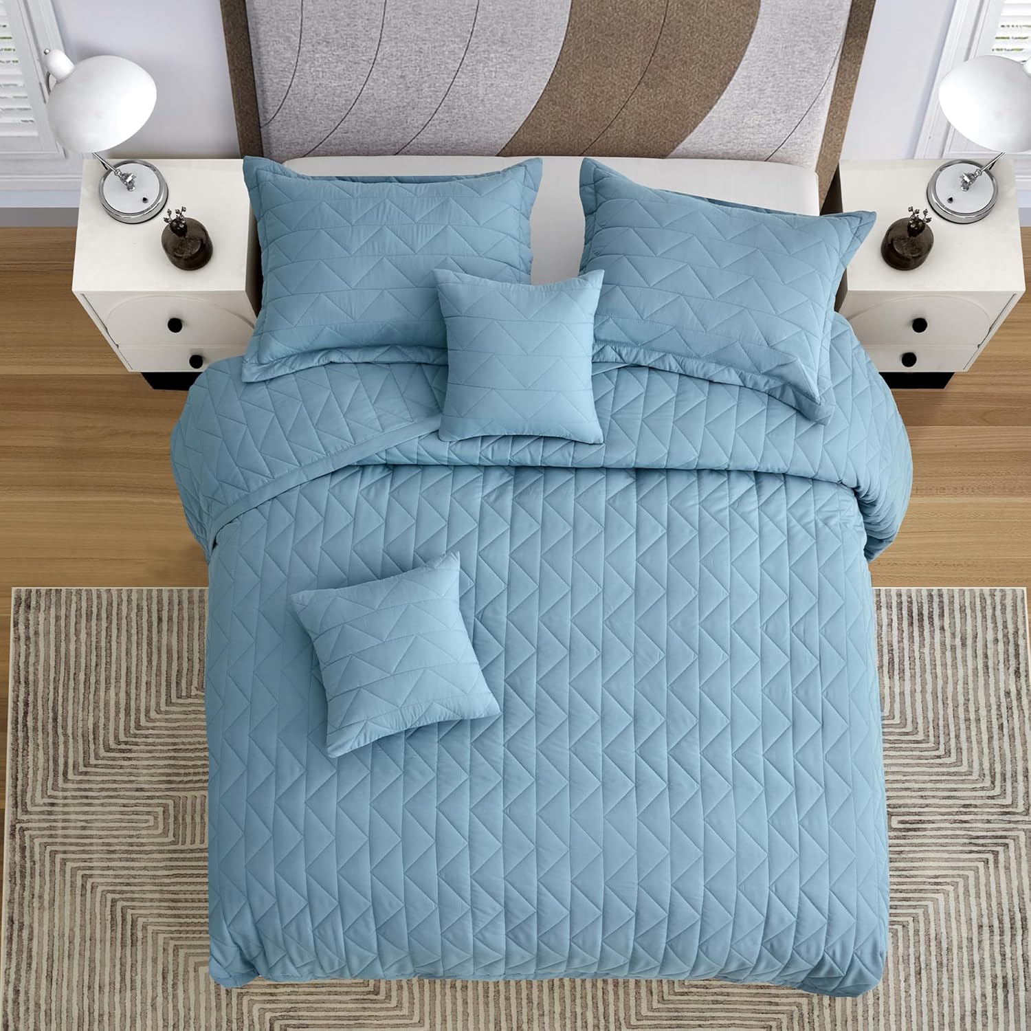 Blythease Oversized King Bedspread Set Ashley Blue 1