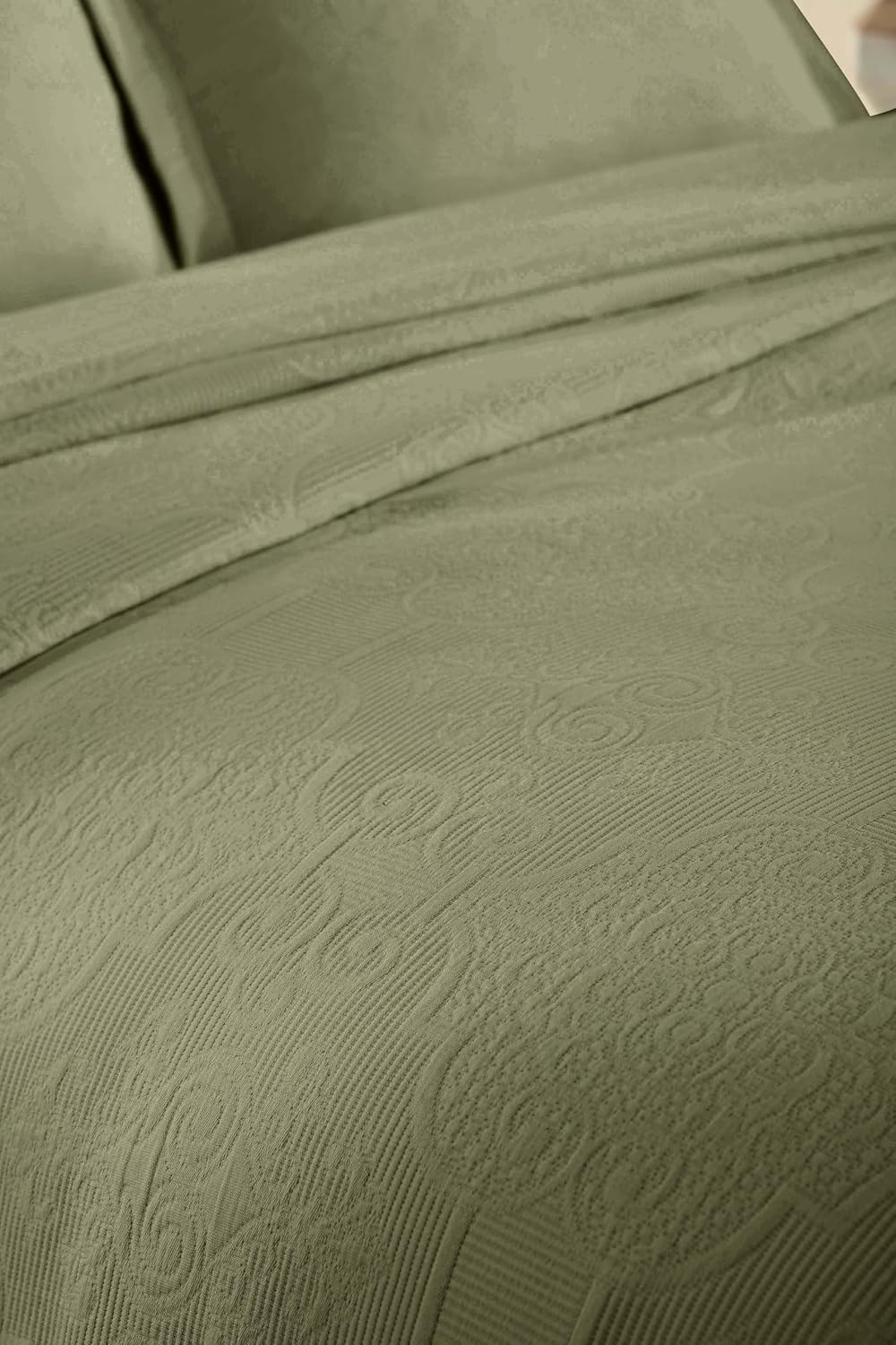 Superior Cotton Bedspread Set 3-Piece Sage King