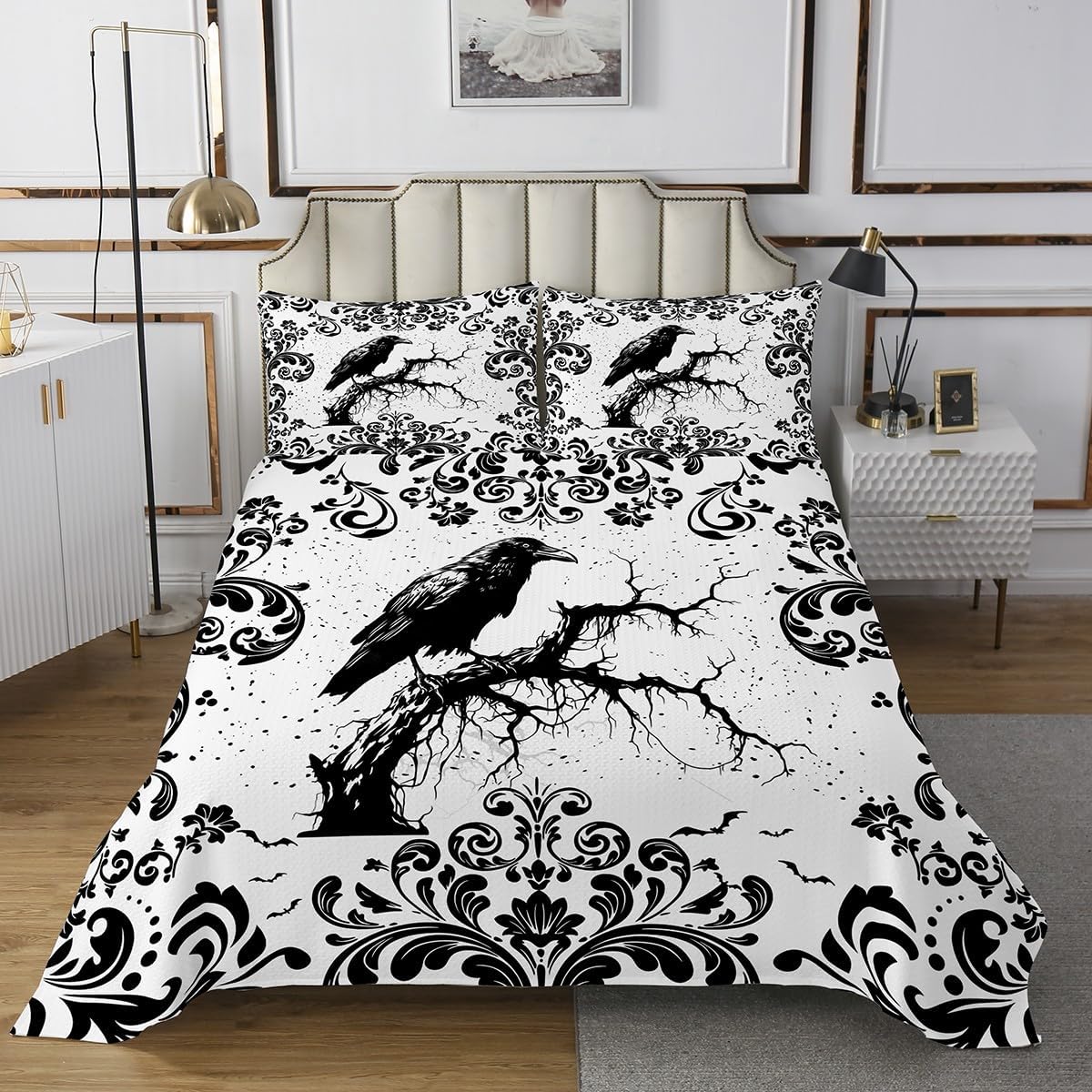Erosebridal Gothic Damask Bedspread Set Twin Size 1