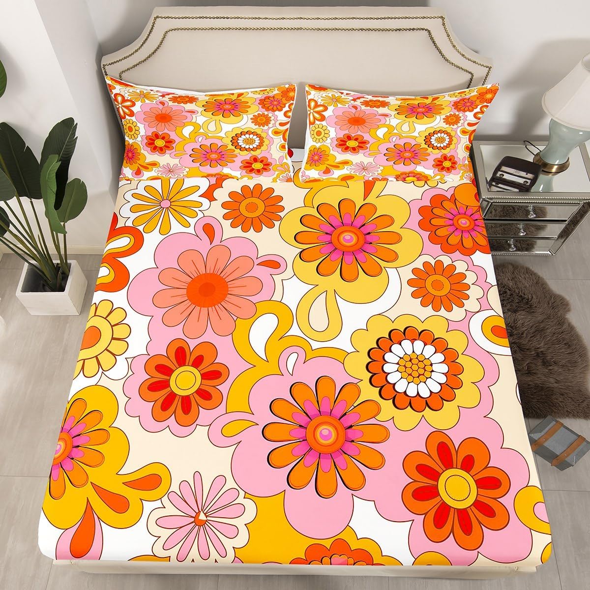 1960s Groovy Flower Sheet Set Queen