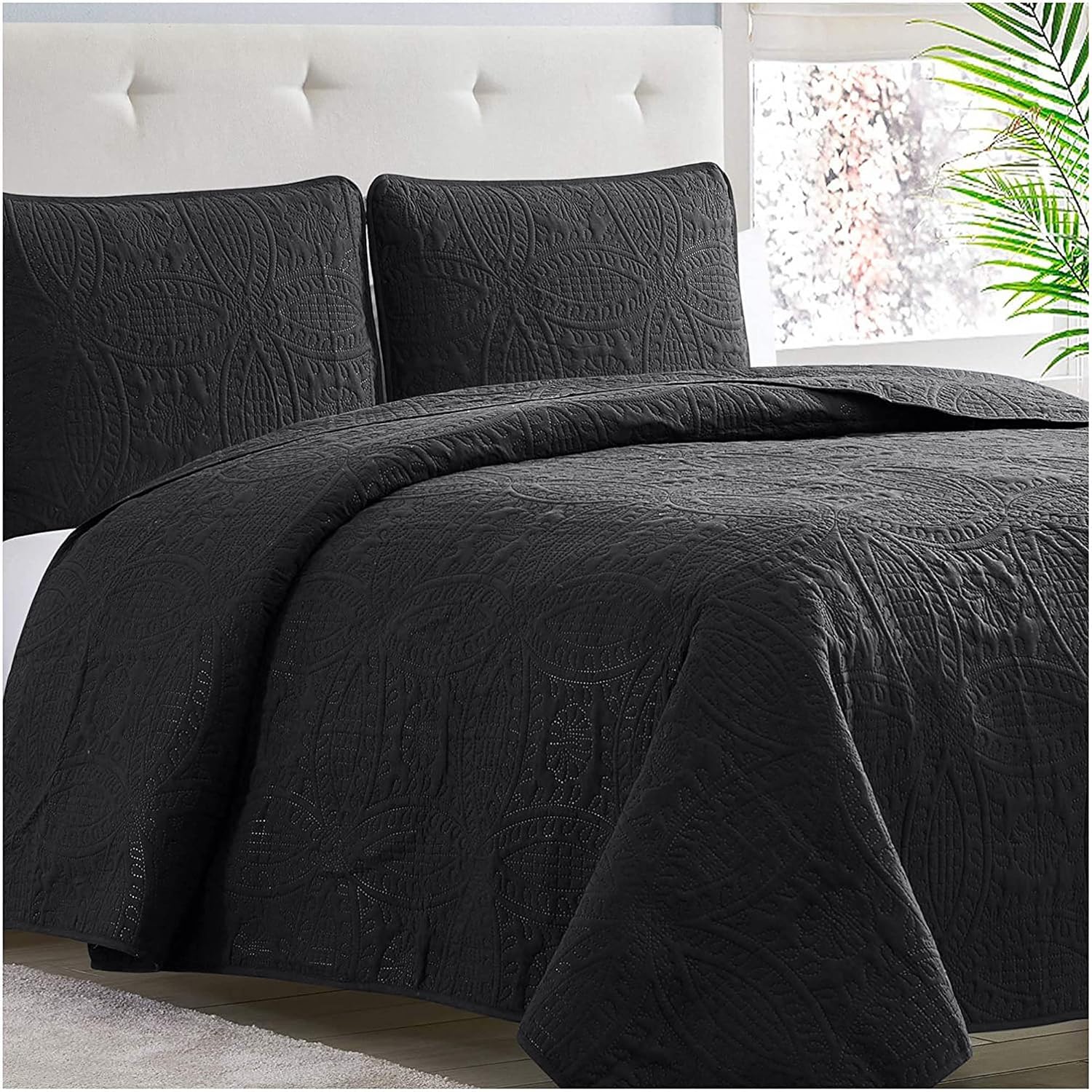 Mellanni Twin Bedspread Coverlet Set - Black