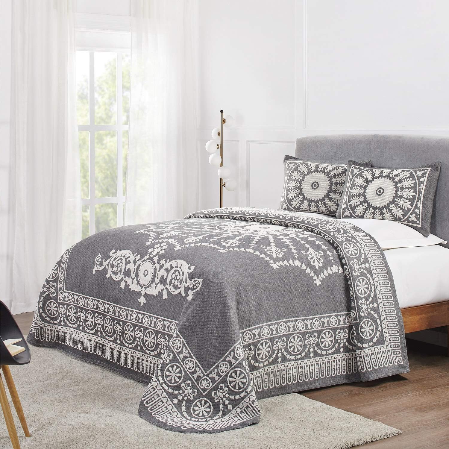 Superior Cotton Blend Bedspread 2-Piece Set Twin Charcoal