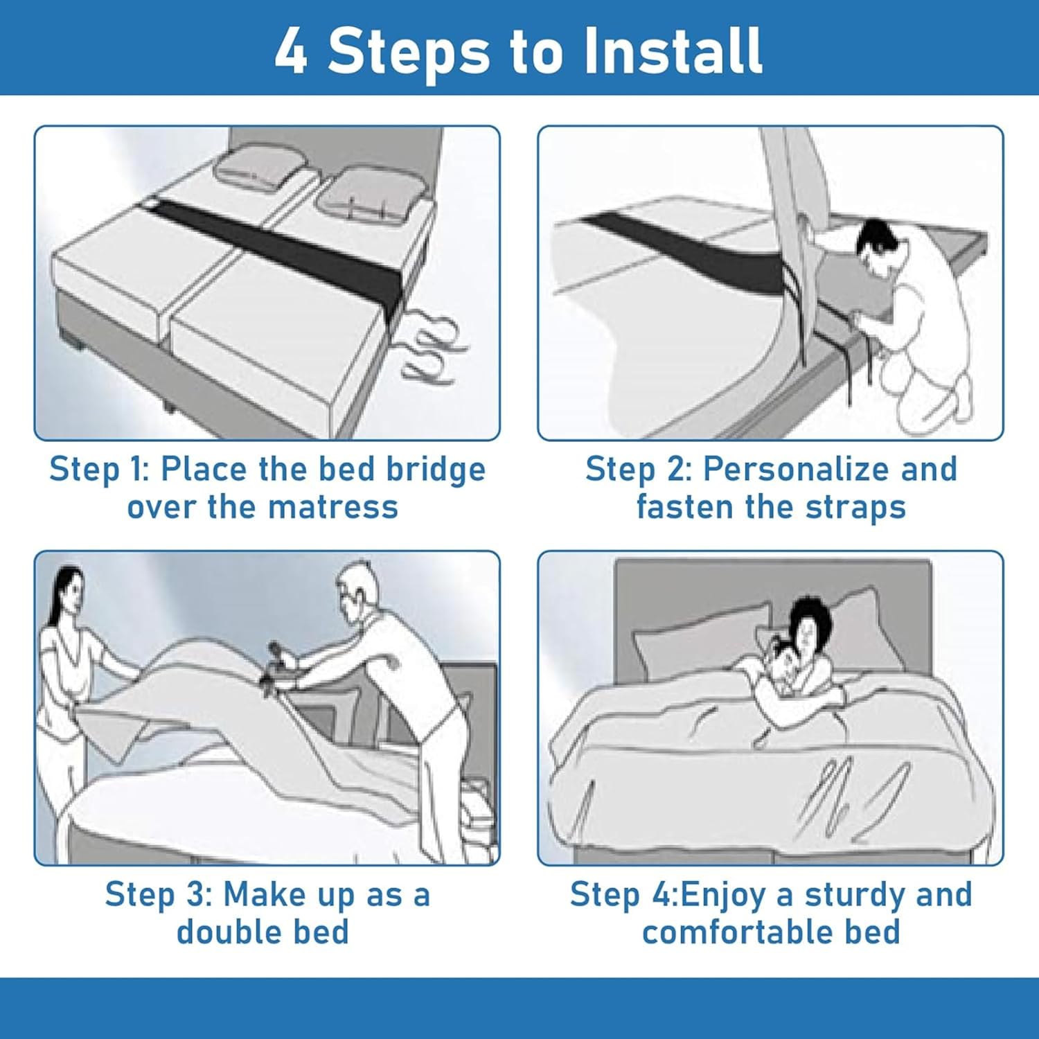 Awliye Bed Bridge Twin to King Converter Foldable and Machine-Washable