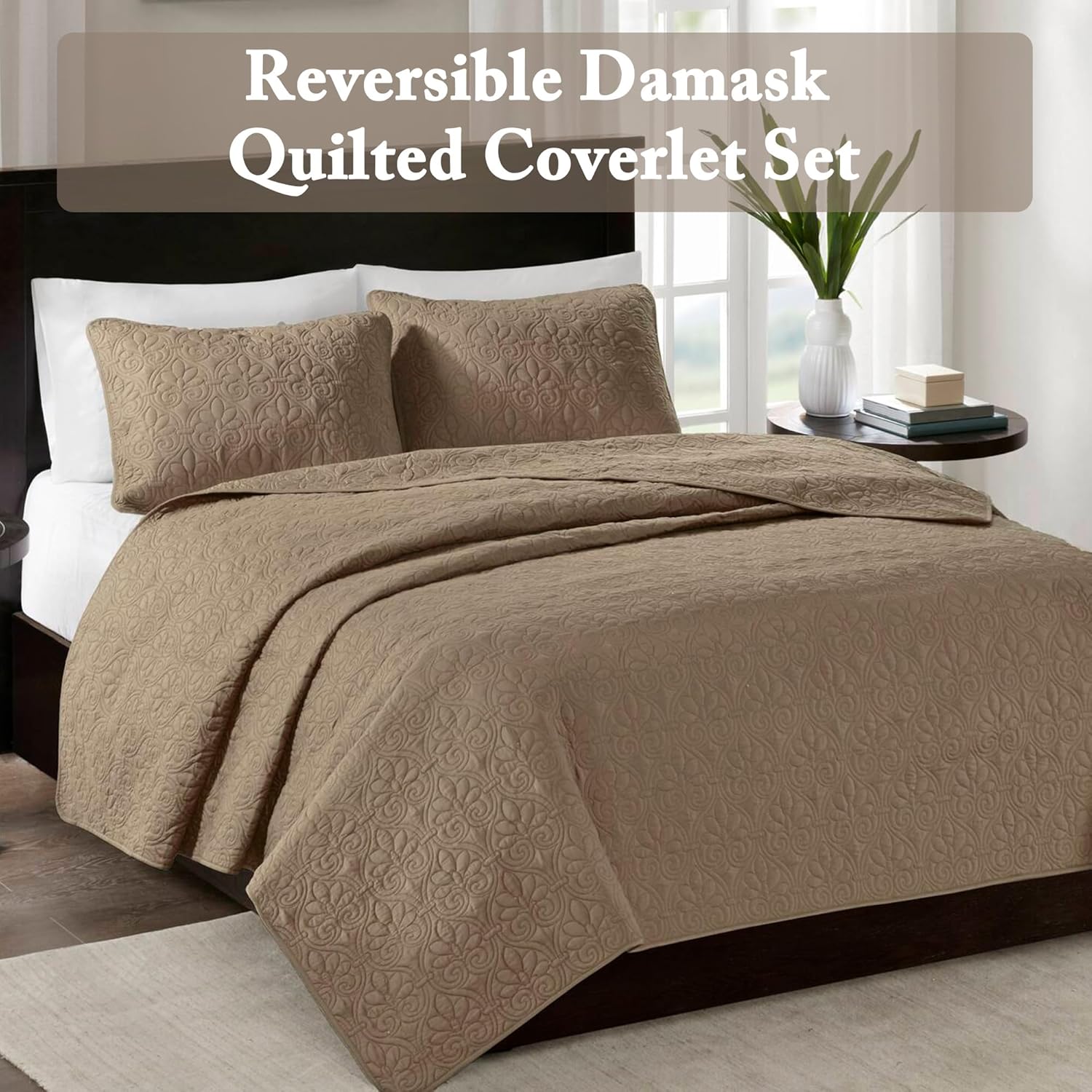 Madison Park Quebec Quilt Set - Dusty Khaki 3 Piece
