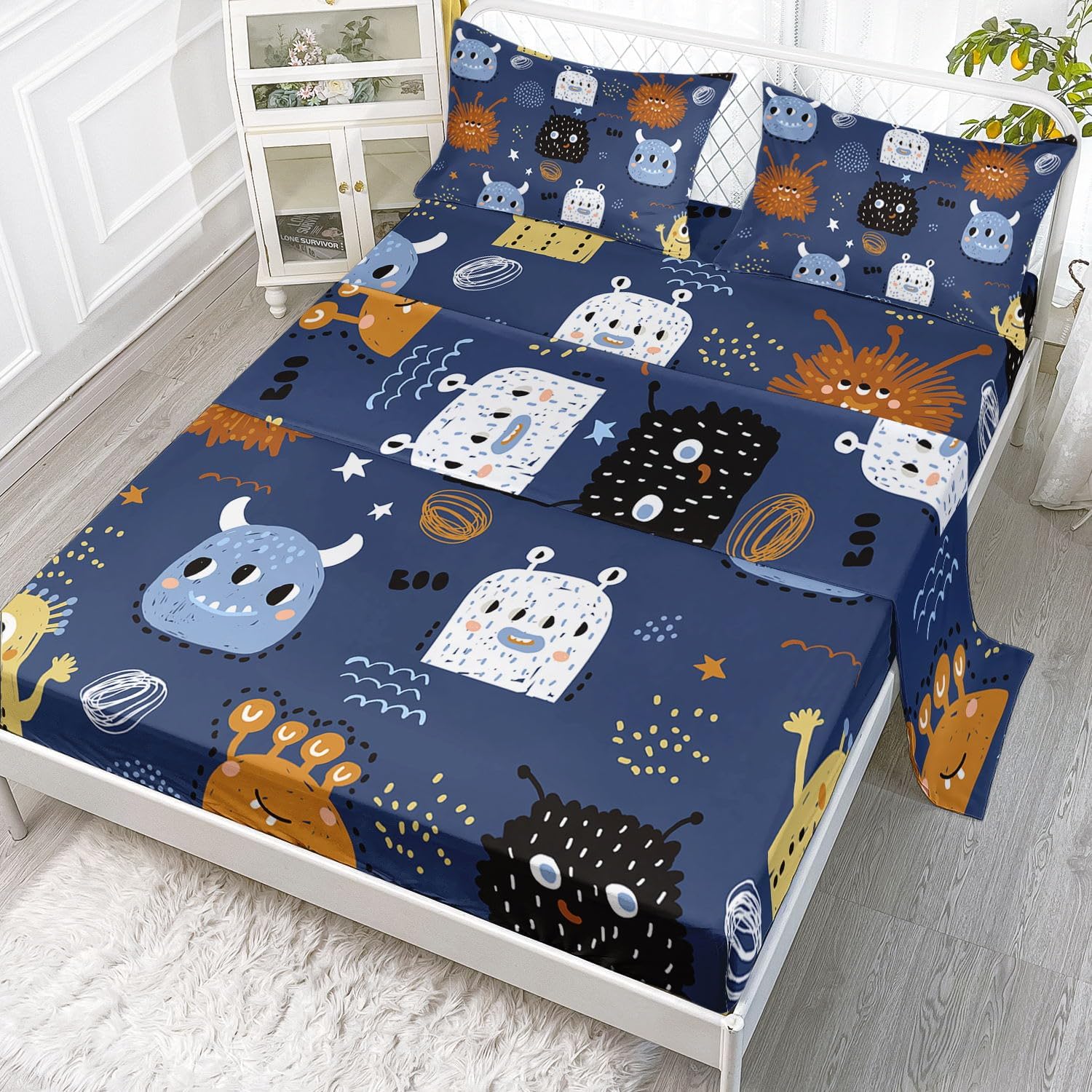 Smell Sunshine Monsters Sheets Set 4Pcs for Kids